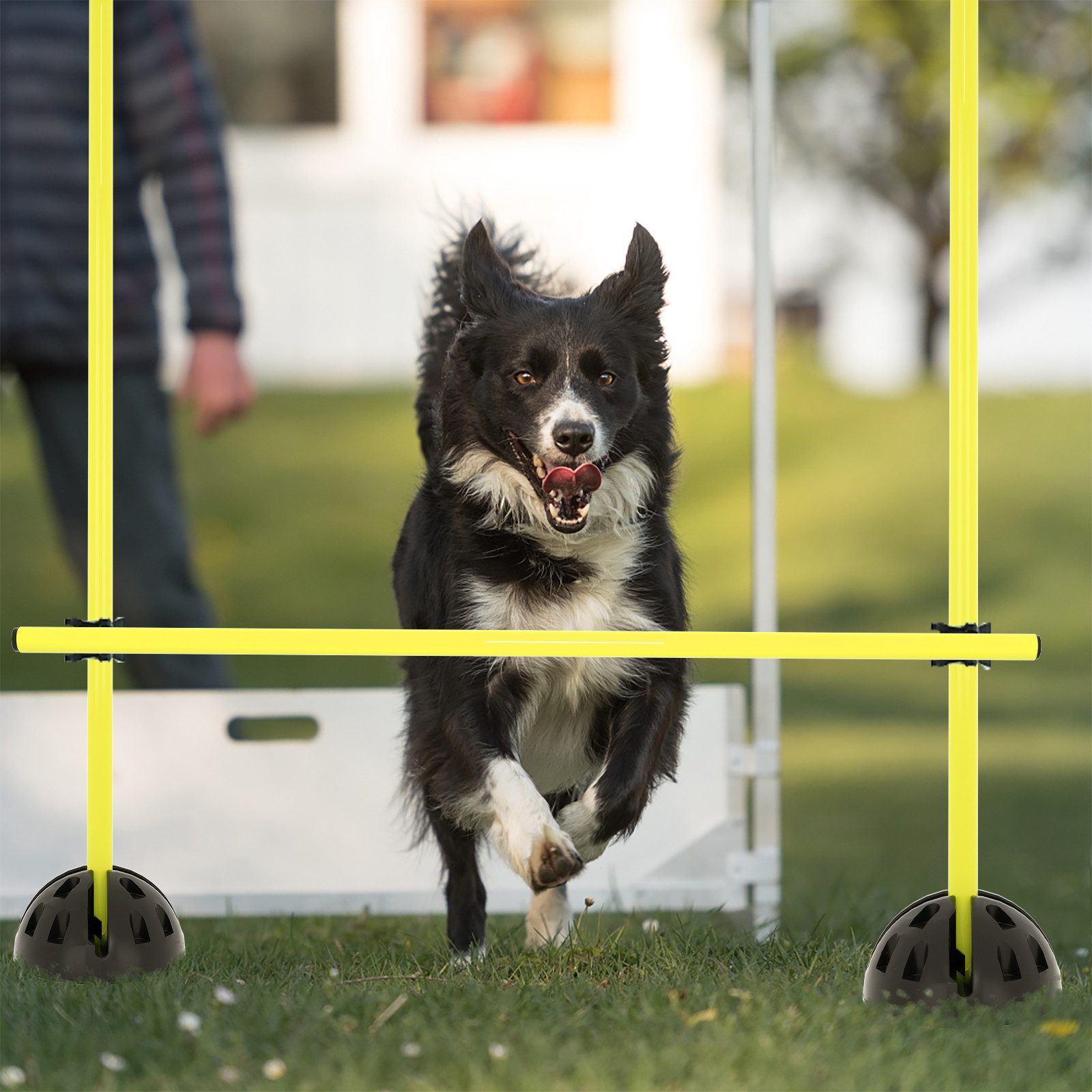 FIVMEN Trainingshilfe Agility Hürdenset Slalomstangen-Set Sprungstangen Höhenverstellbar, für Hürdenparcours Sprungtraining, Trainingsstangen für Konditionelles