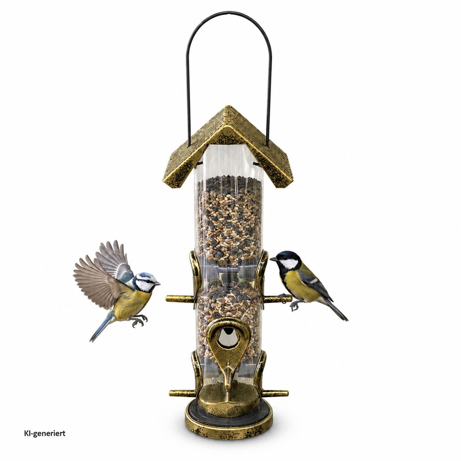 HTI-Living Futterspender Vogelfutterspender Nessa Röhre Metallic Gold, Futtersäule Kunststoff zum Hängen