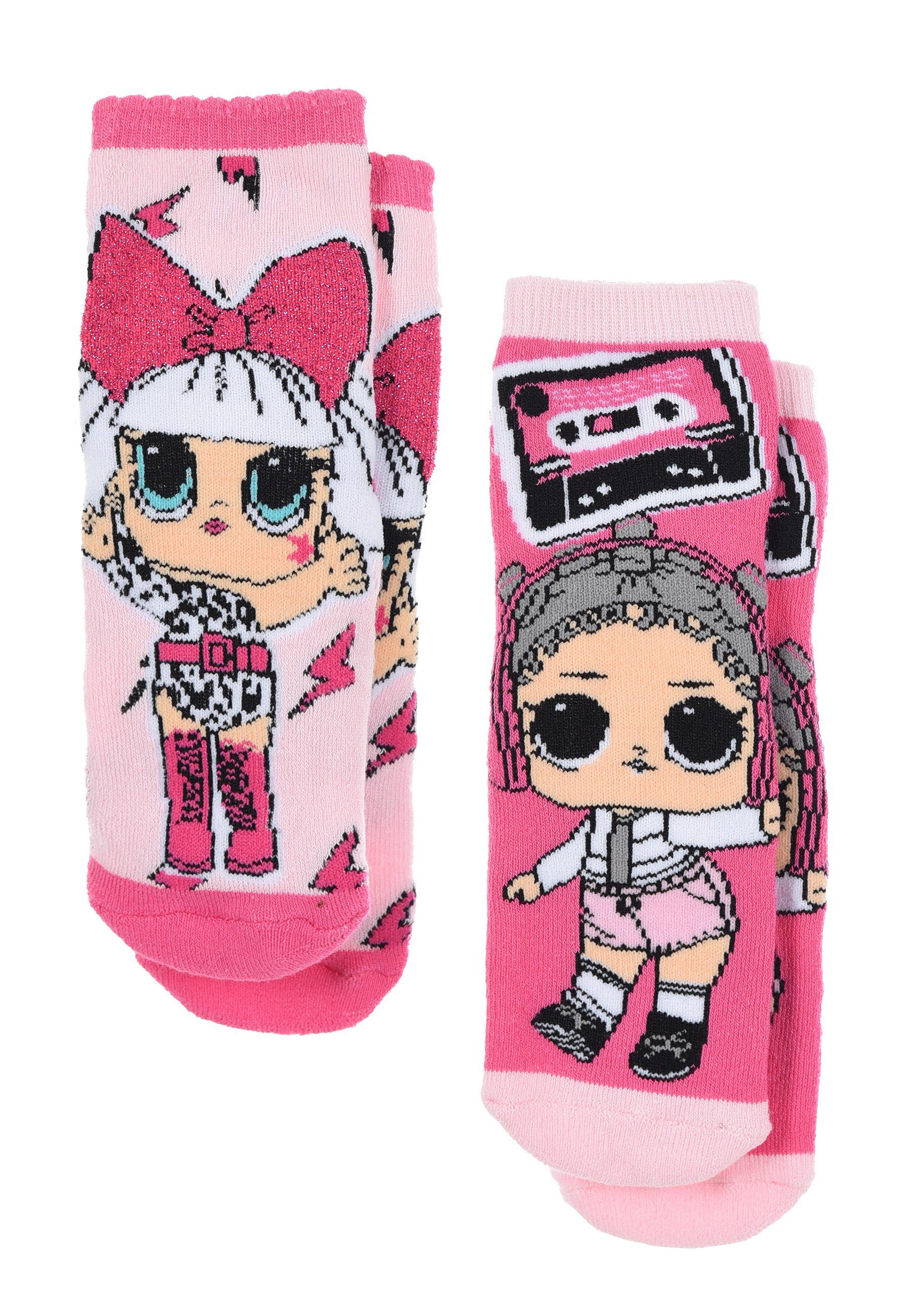 L.O.L. SURPRISE! mit Mädchen 2 Noppen Gumminoppen (2-Paar) ABS-Socken Paar Stopper-Socken Strümpfe Kinder Socken anti-rutsch
