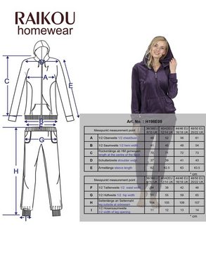 RAIKOU Hausanzug Damen Freizeitanzug Hausanzug mit Reißverschluss, Kapuze (2 tlg) sportlich,seitlichen Bauchtaschen