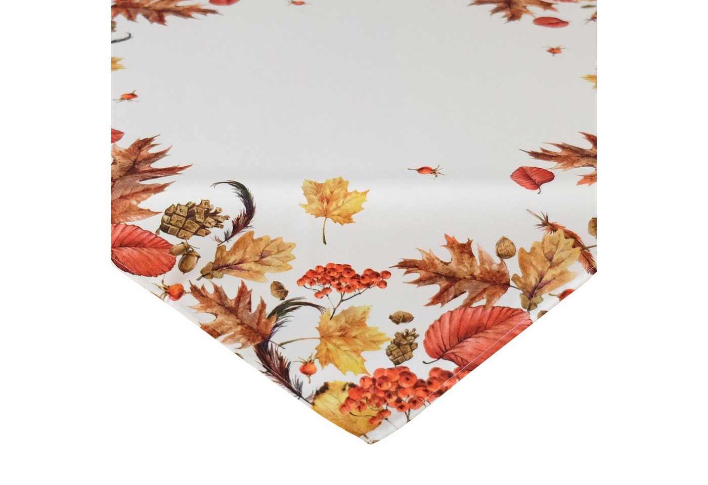 matches21 HOME & HOBBY Tischdecke Tischdecke Herbst 85 x 85 cm dekorativ mit bunter Herbstlaub-Bordüre (1-tlg), Tischdeko für Küche & Tisch