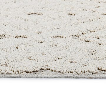 Teppich Rayan, my home, rechteckig, Höhe: 18 mm, Hoch-Tief-Struktur, Woll-Look, Boho, mit Fransen, Rauten-Muster