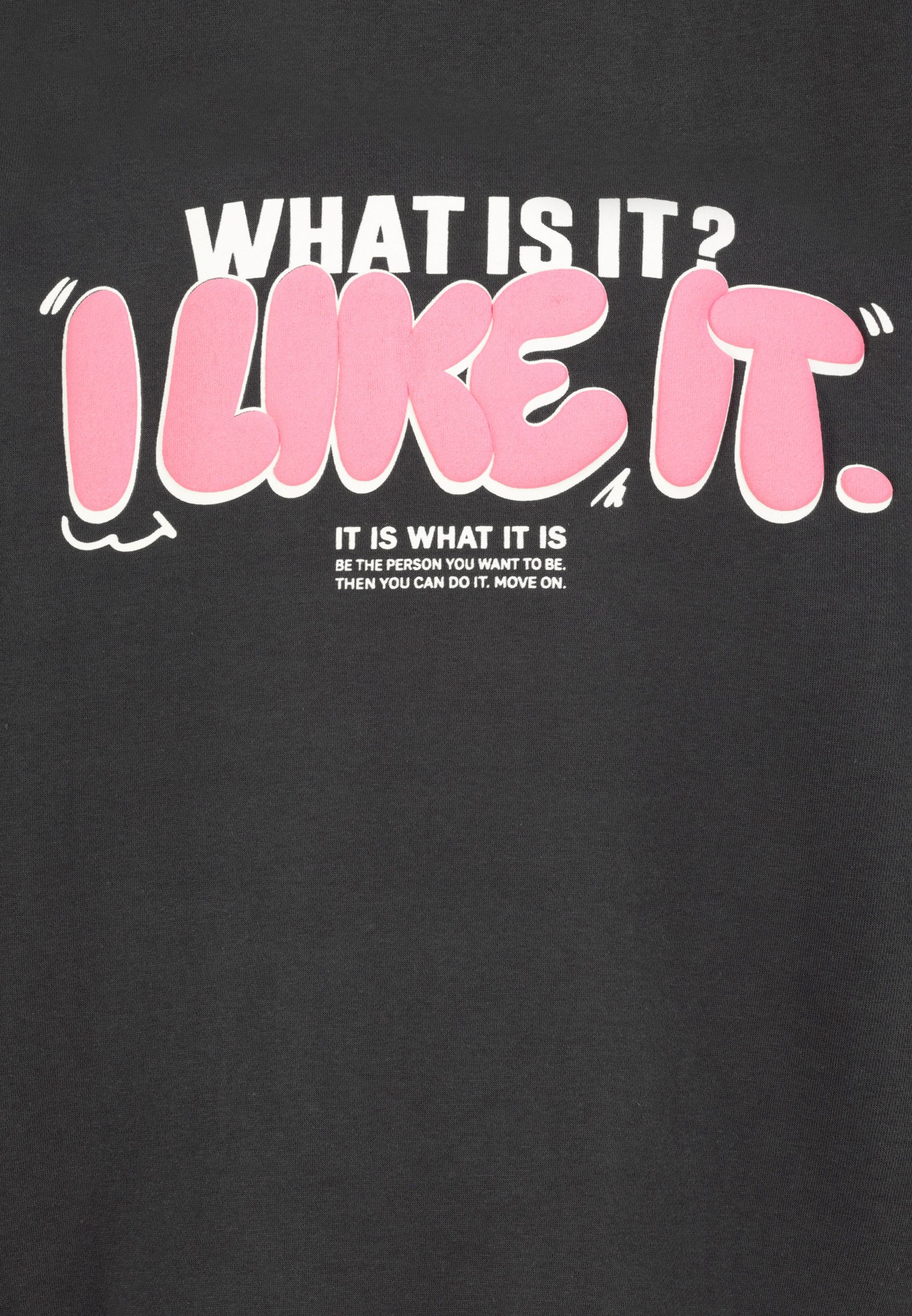 SUBLEVEL Hoodie mit It Is What It Is-Print und Tasche Sweat it Is What It Is