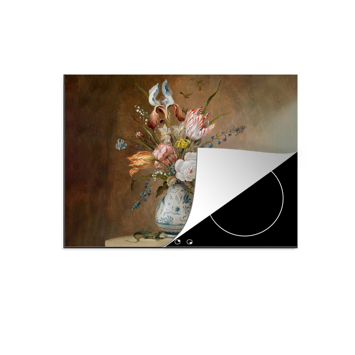 MuchoWow Herd-Abdeckplatte Alte Meister - Blumen - Balthasar van der Ast, Vinyl, (1 tlg), Ceranfeldabdeckung Küche, Herdabdeckplatte Einteilig, 59x51 cm