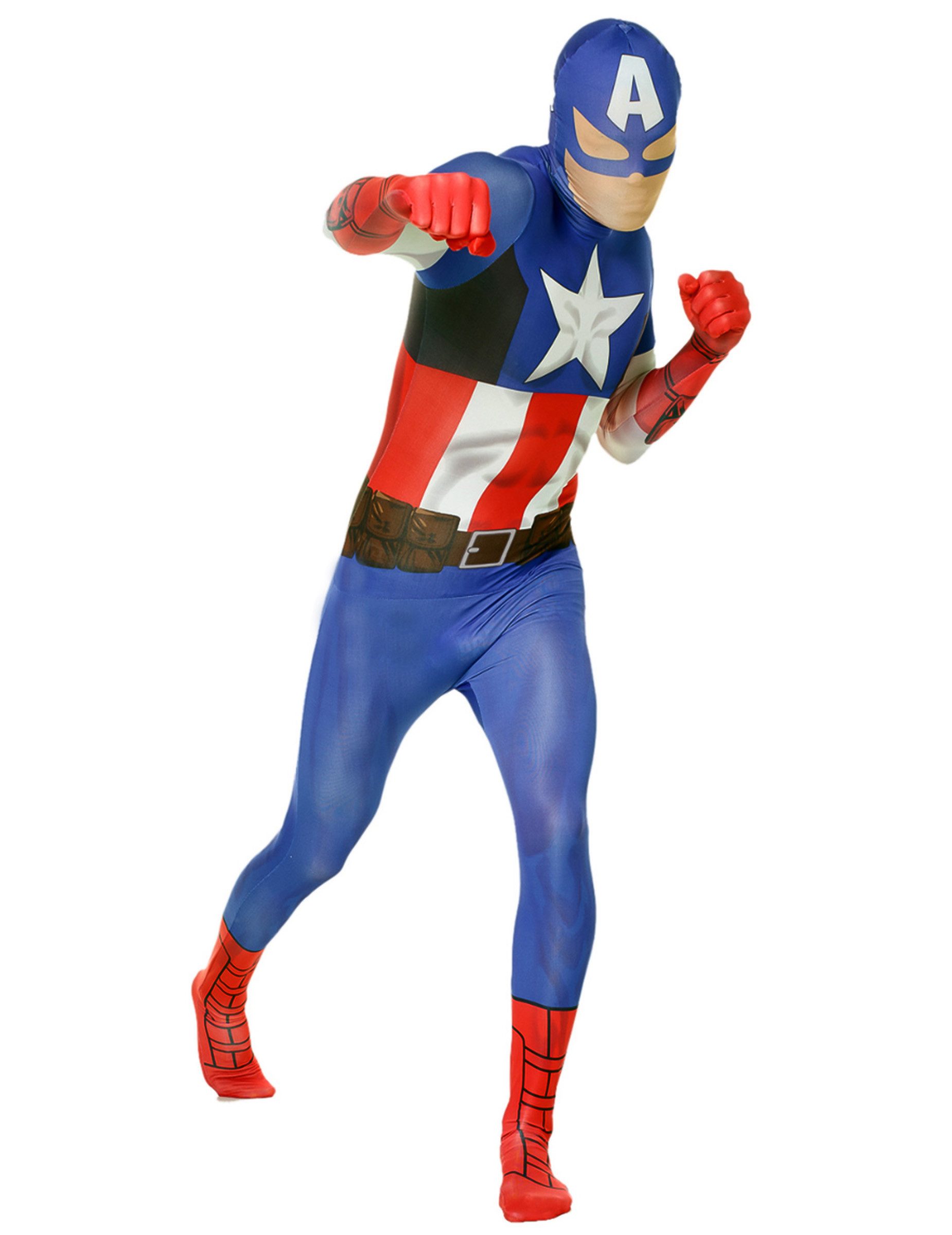 Morphsuits Kostüm Marvel Captain America Value Morphsuit Lizenzware blau-weiss-rot