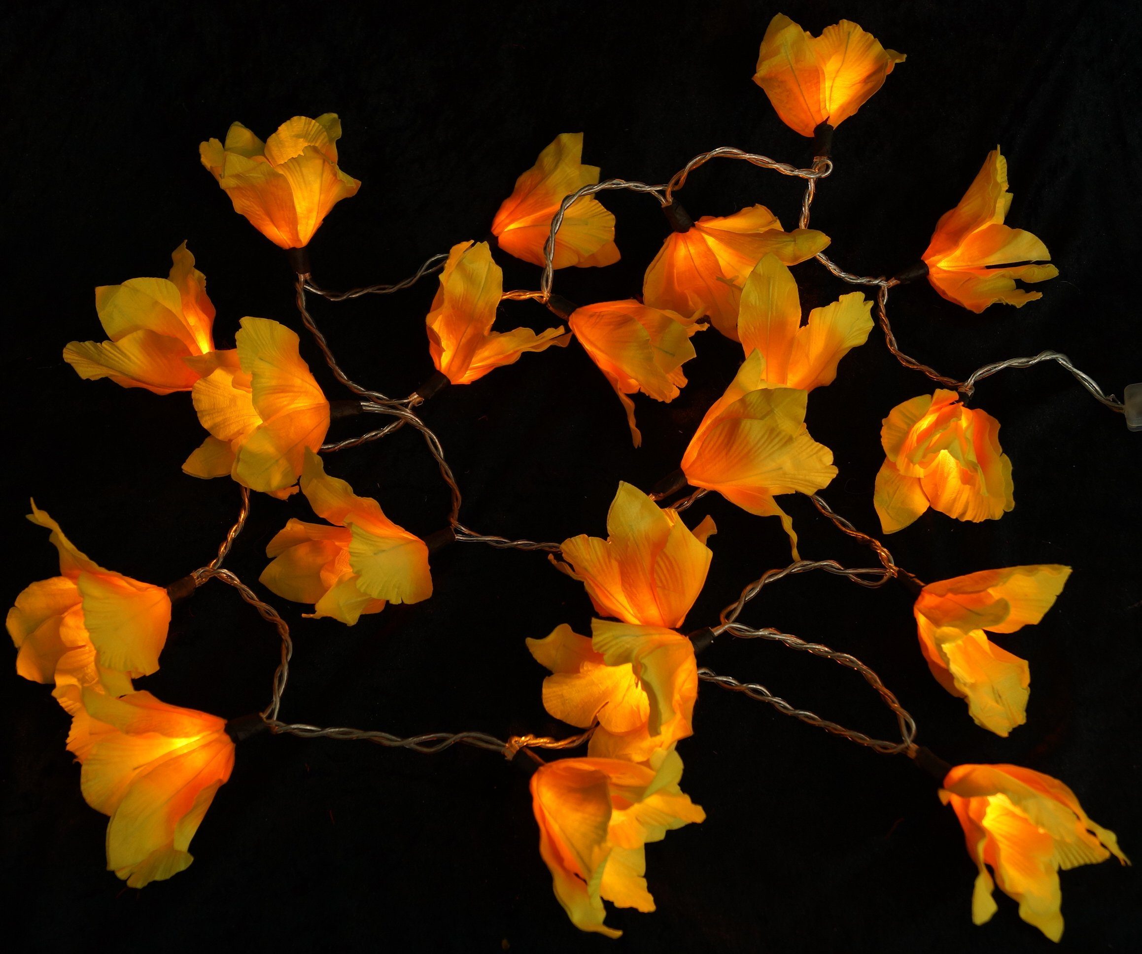 Guru-Shop LED-Lichterkette Lotus Blüten LED Lichterkette - Blüte gelb