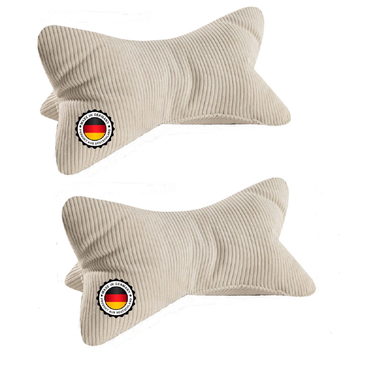 Bonvionn Dekokissen Zwei Leseknochen Selma Cord Look, ergonomische Form für Nacken- oder Lendenstütze Flexible Stütze