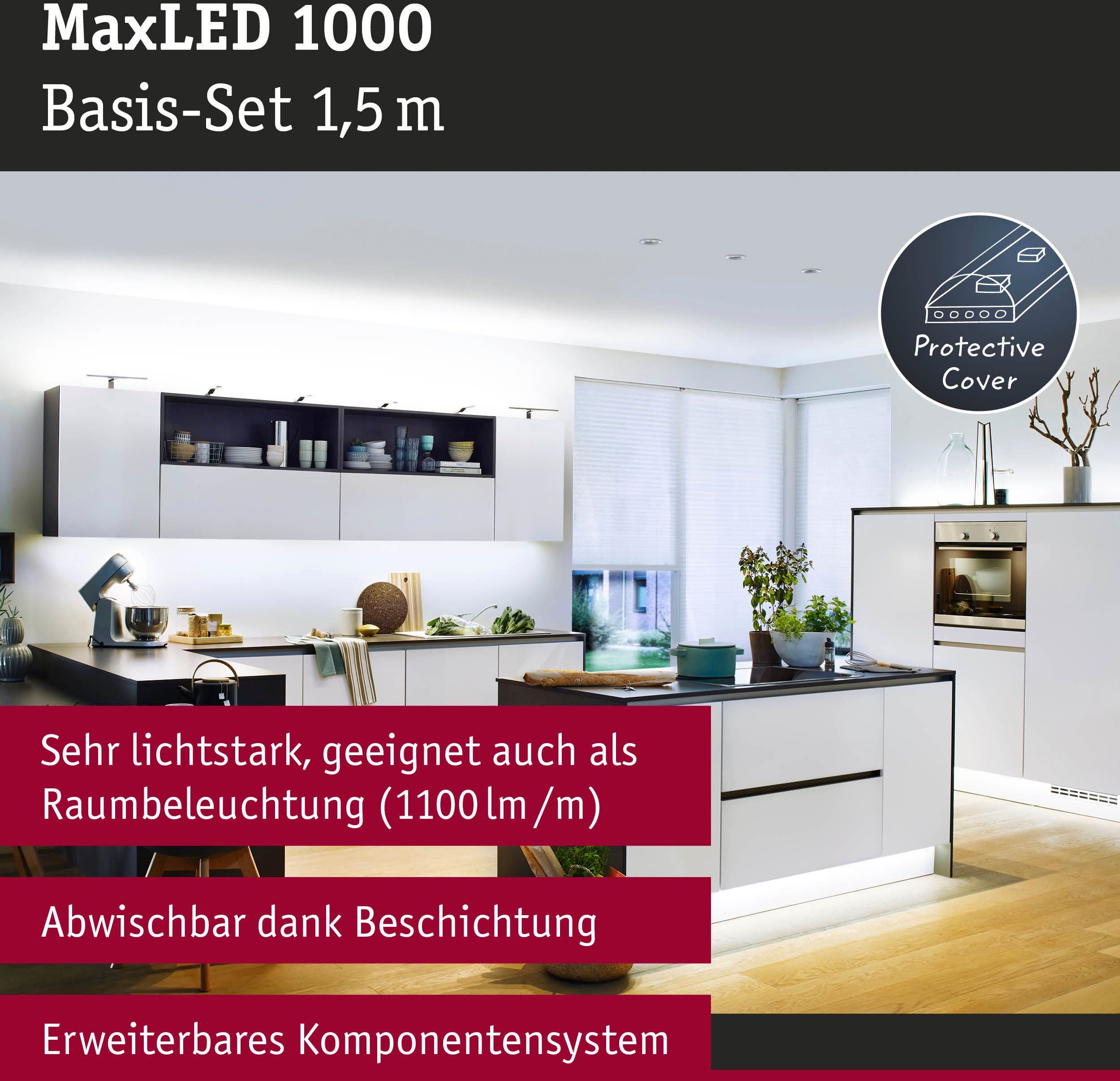 Paulmann LED-Streifen MaxLED 1000 Basisset beschichtet, Tageslichtweiß IP44 1-flammig 17W 1,5m 1650lm