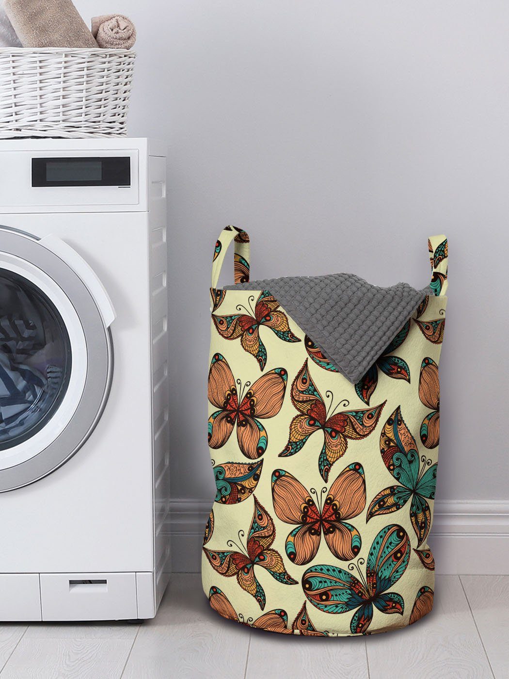 für Flügel Schmetterling Abakuhaus Griffen Kunst Abstrakte Kordelzugverschluss Waschsalons, Wäschekorb mit Wäschesäckchen