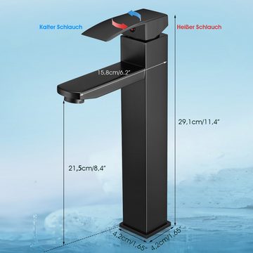 OULENBIYAR Waschtischarmatur Wasserhahn Bad Waschtischarmatur Armatur Waschbecken Eckig Badezimmer Mischbatterie Waschbecken Edelstahl Einhebelmischer Badarmatur