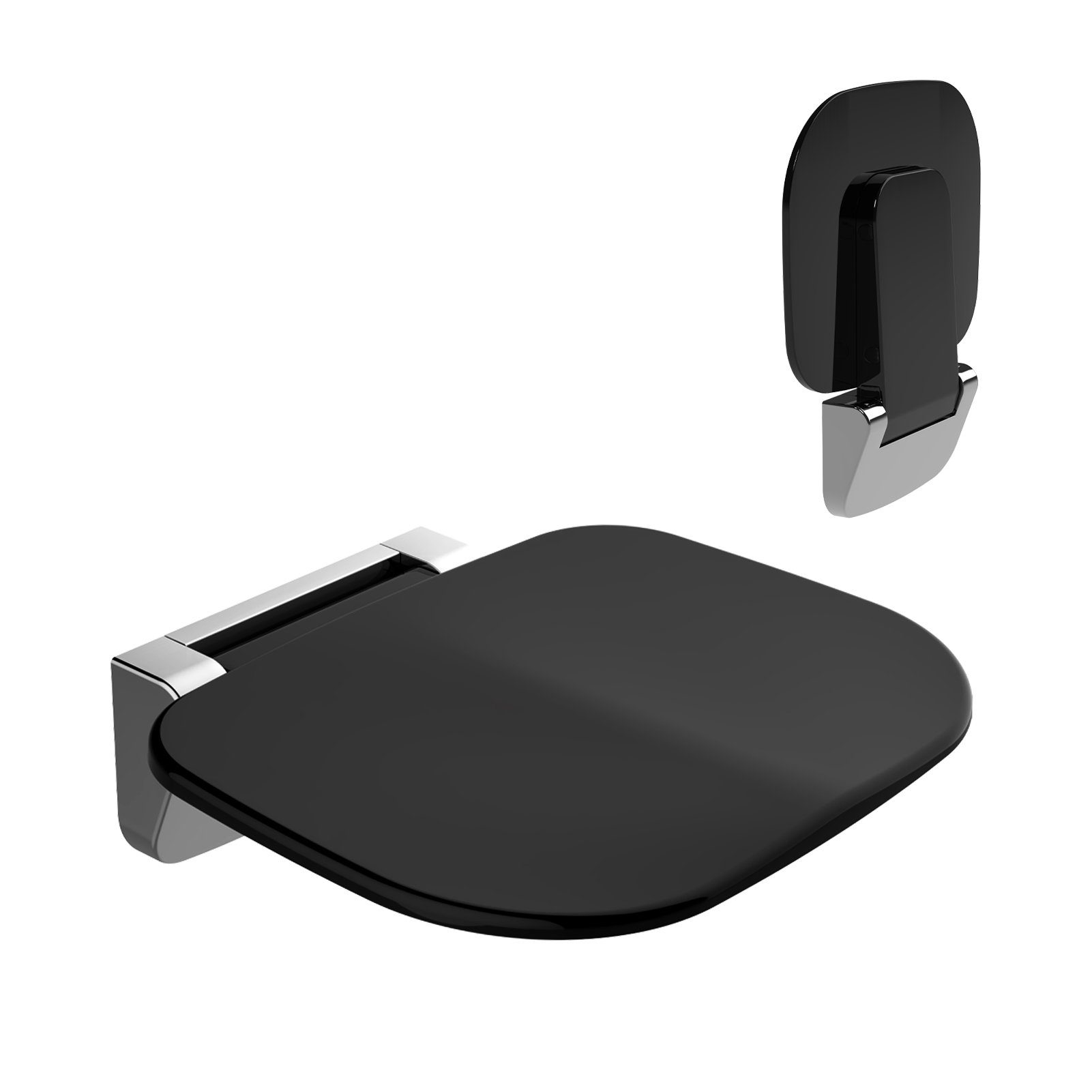 HEUFFE Duschklappsitz zur wandmontage, für Senioren & Kinder, klappbar, rechteckig, belastbar bis 200 kg, modern, gebogenes Design, mit Anti-Rutsch-Polster, EUIPO-zertifiziert