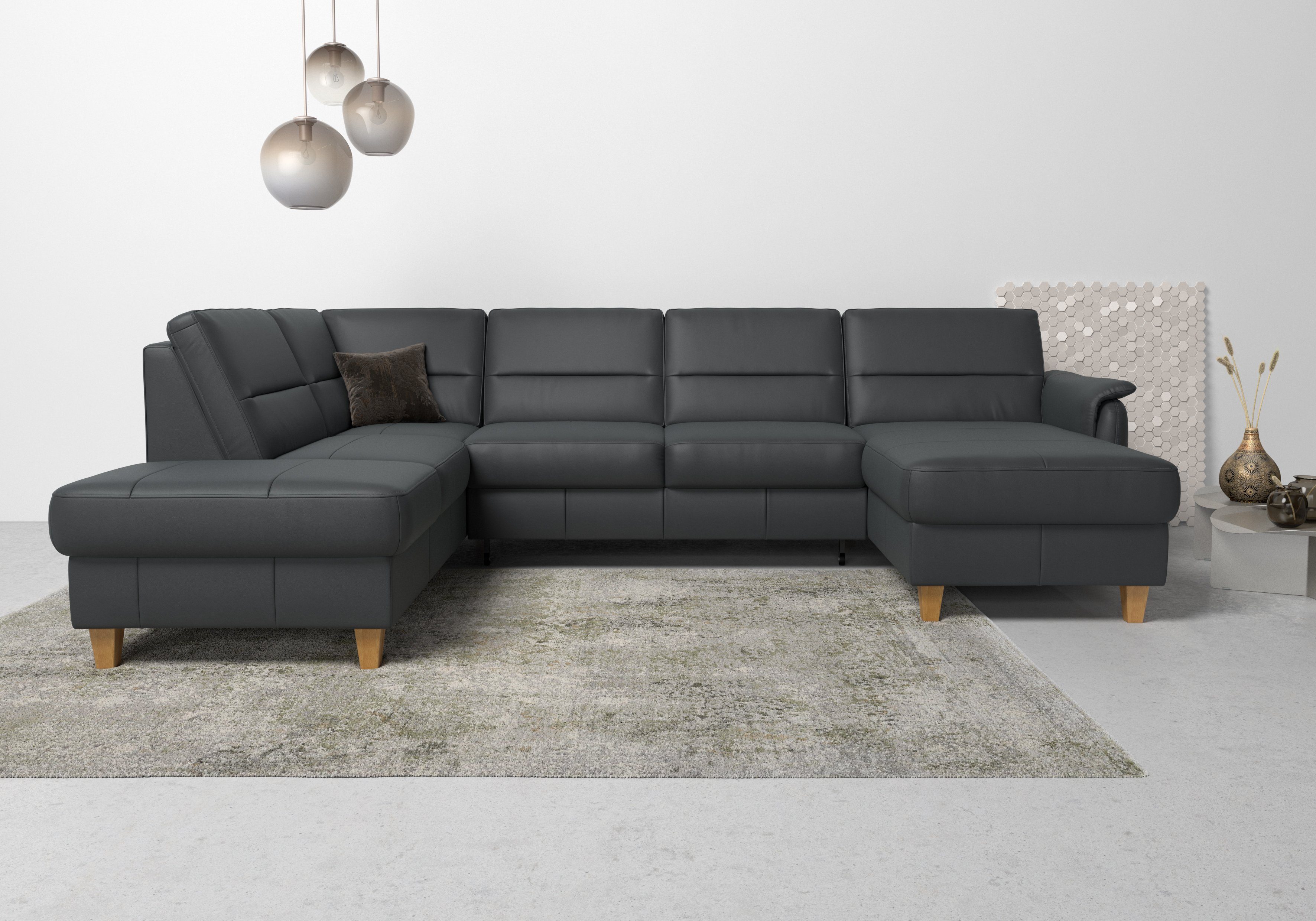 Home affaire Wohnlandschaft Palmera U-Form, B: 308 cm, optional Bettfunktion & Bettkasten, Federkern