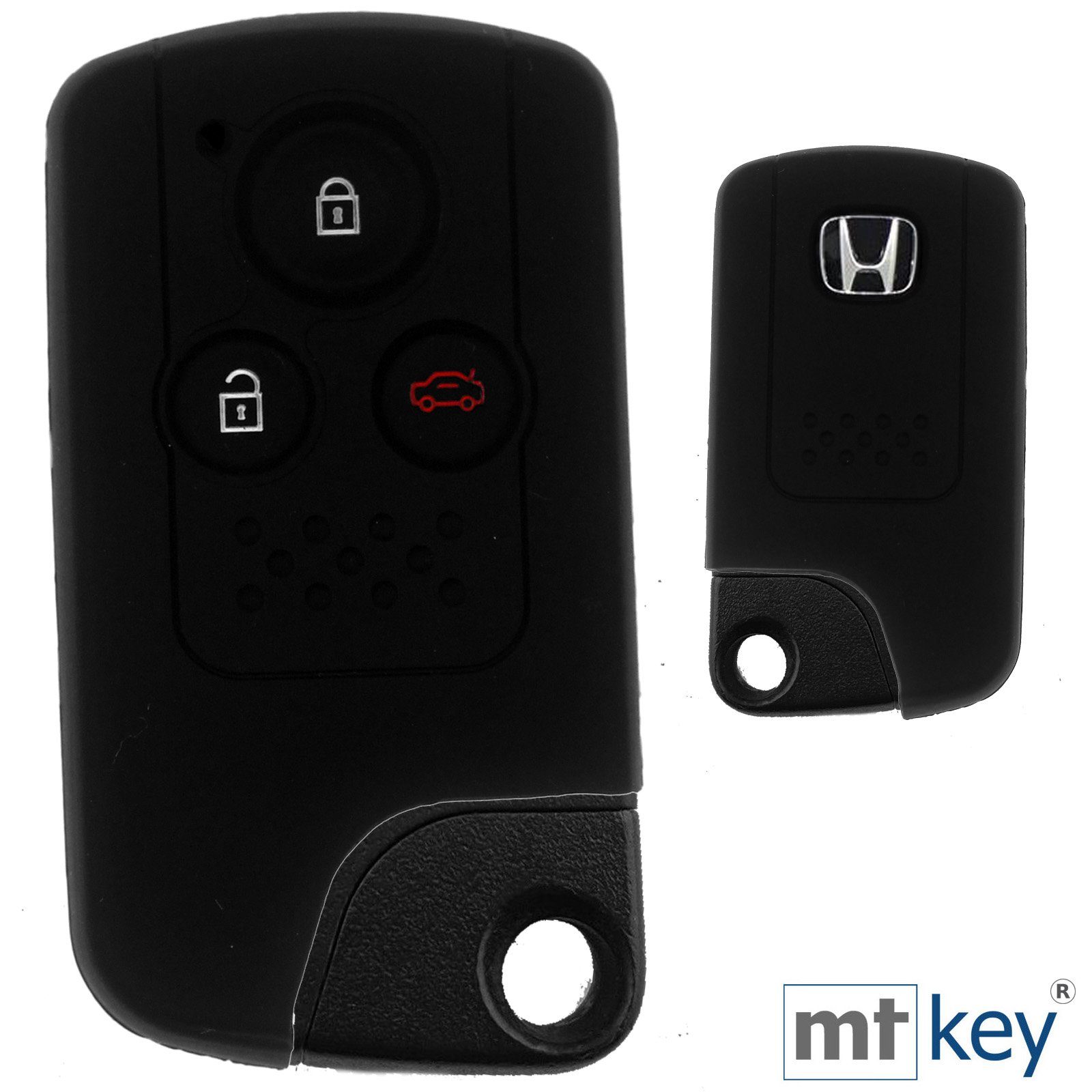 mt-key Schlüsseltasche Autoschlüssel Softcase Silikon Schutzhülle Schwarz, für Honda CR-V CR-Z Civic VIIII Insight Accord 3 Tasten KEYLESS