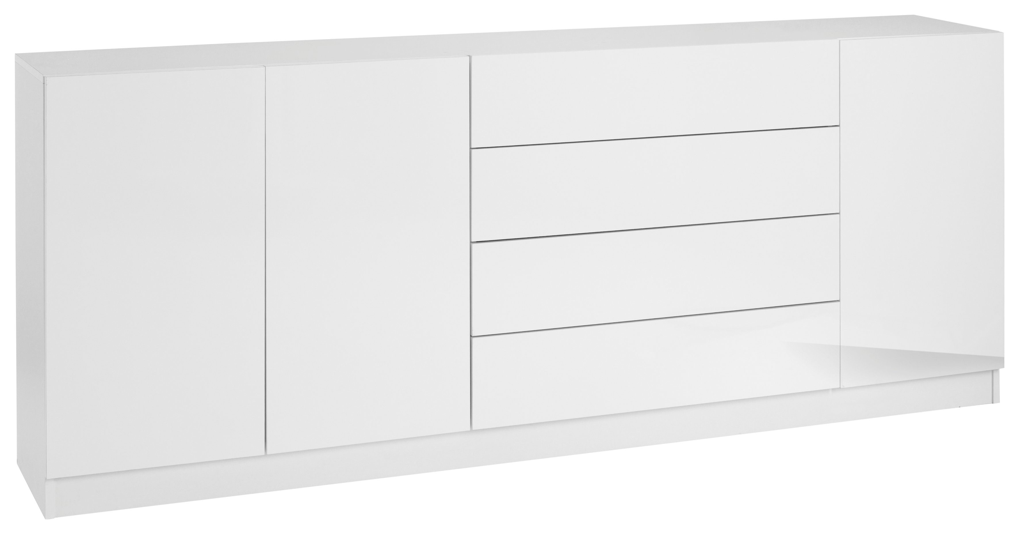 borchardt Möbel Sideboard Vaasa, Breite 190 weiß matt/weiß cm Hochglanz