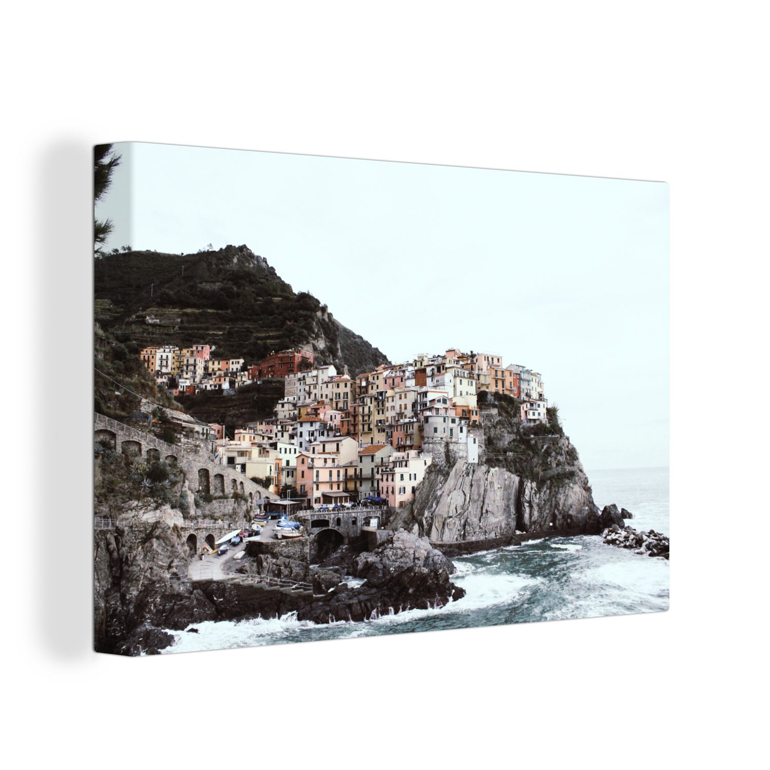 OneMillionCanvasses® Leinwandbild Italien - Meer - Cinque Terre, (1 St), Wandbild Leinwandbilder, Aufhängefertig, Wanddeko, 30x20 cm