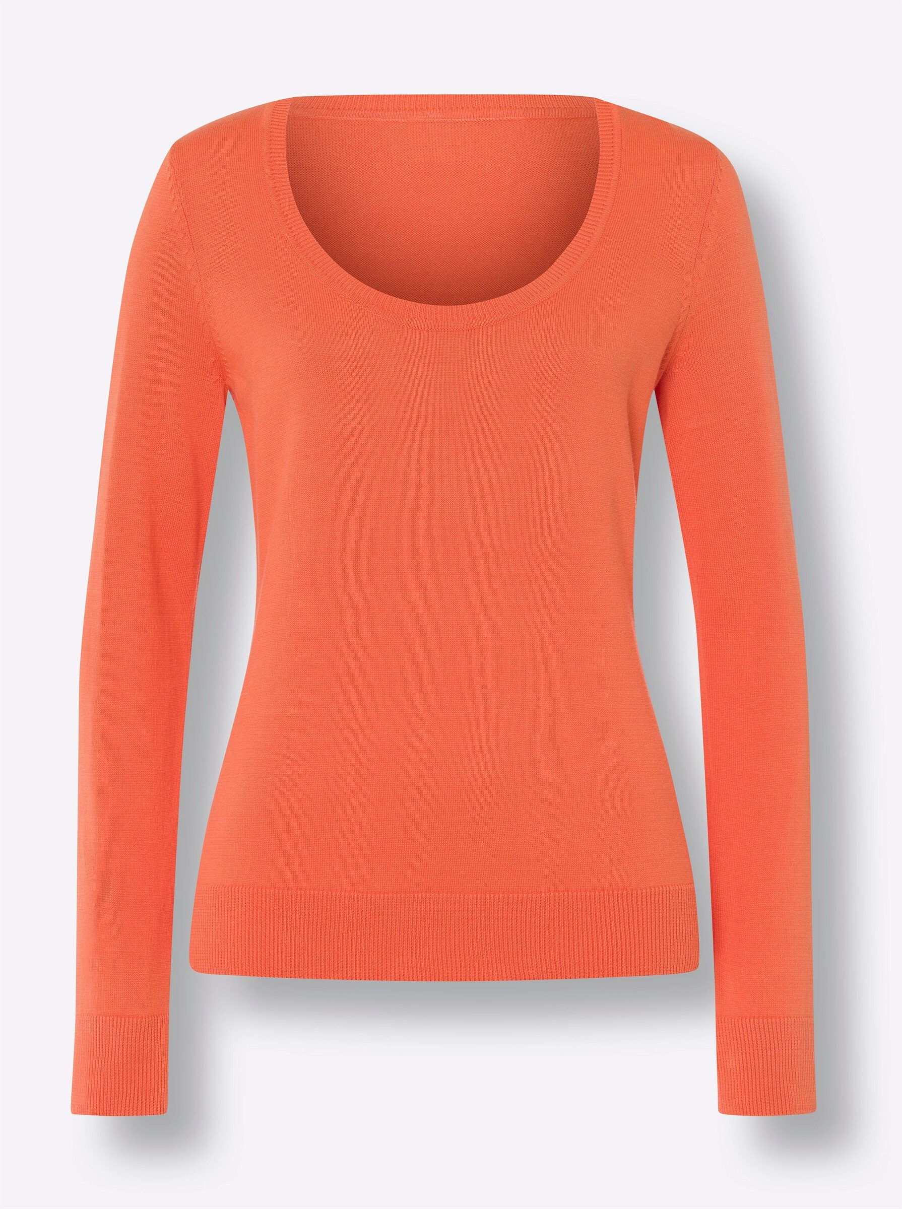 Strickpullover Rundhals-Pullover Langarm Feinstrick