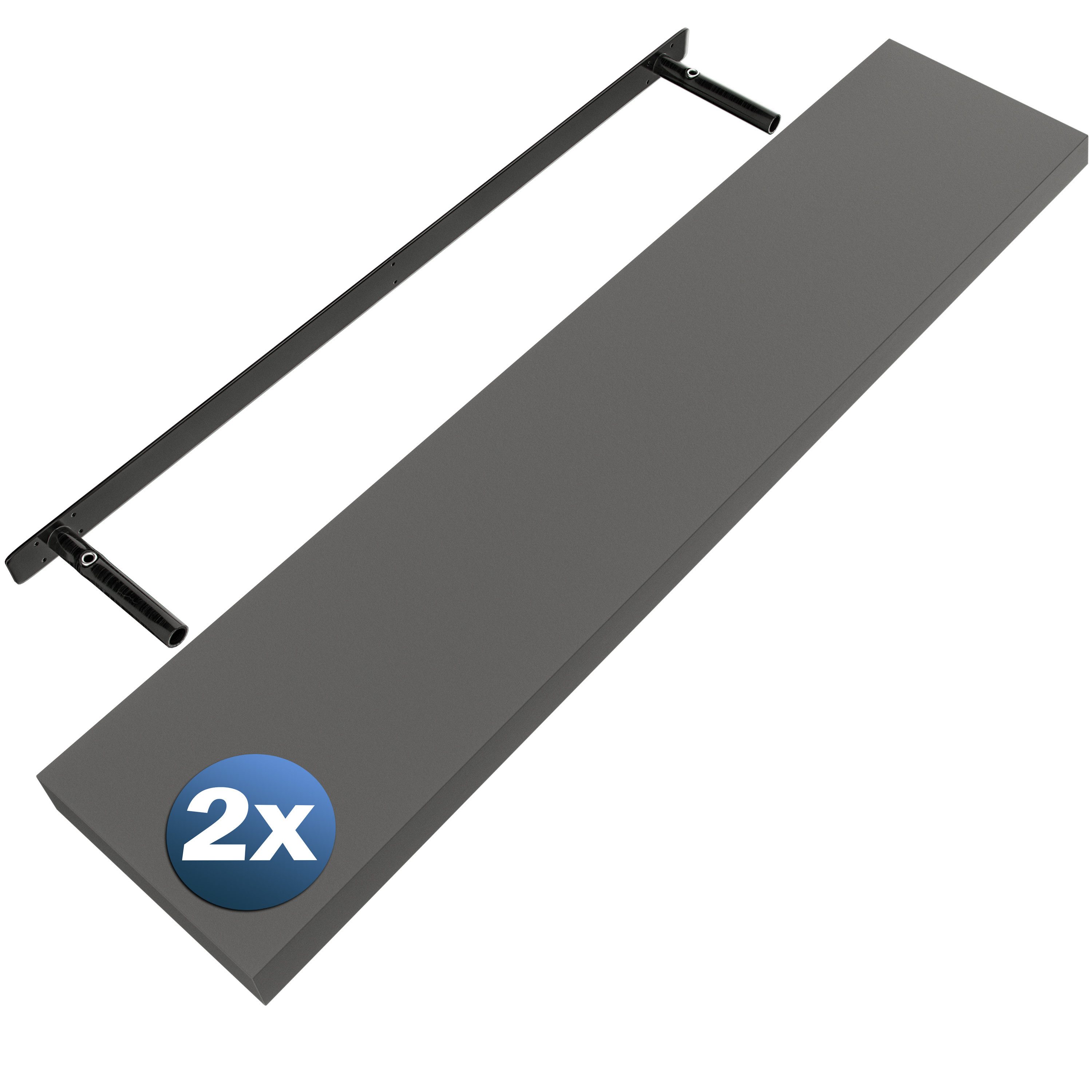 Casaria Wandregal, Grau Hängeregal mit Halterung 15kg Tragkraft Küche Matt 110cm