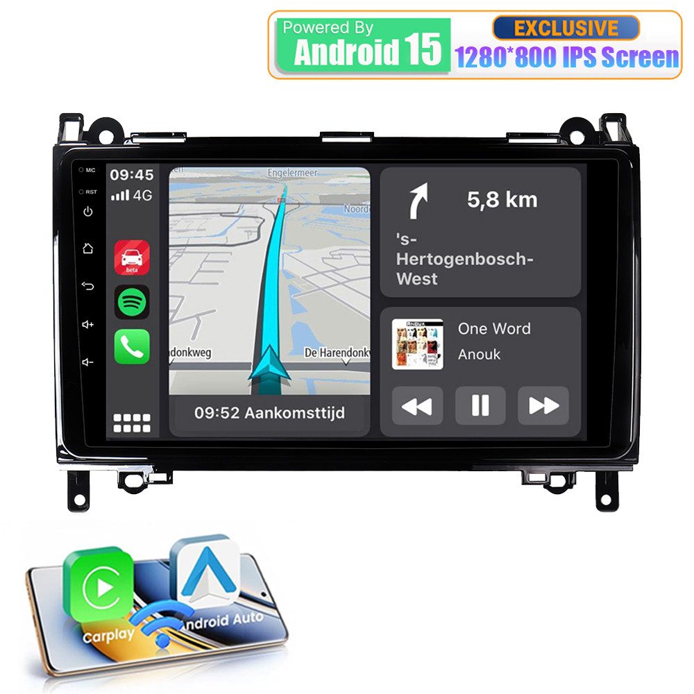 A-Sure Android 15 8-Core Für Mercedes-Benz A/B Klasse W169 W639 W245 GPS Navi Autoradio (Digitalradio (DAB), FM, AM, RDS, 1280*800 IPS Screen/8-Core CPU)