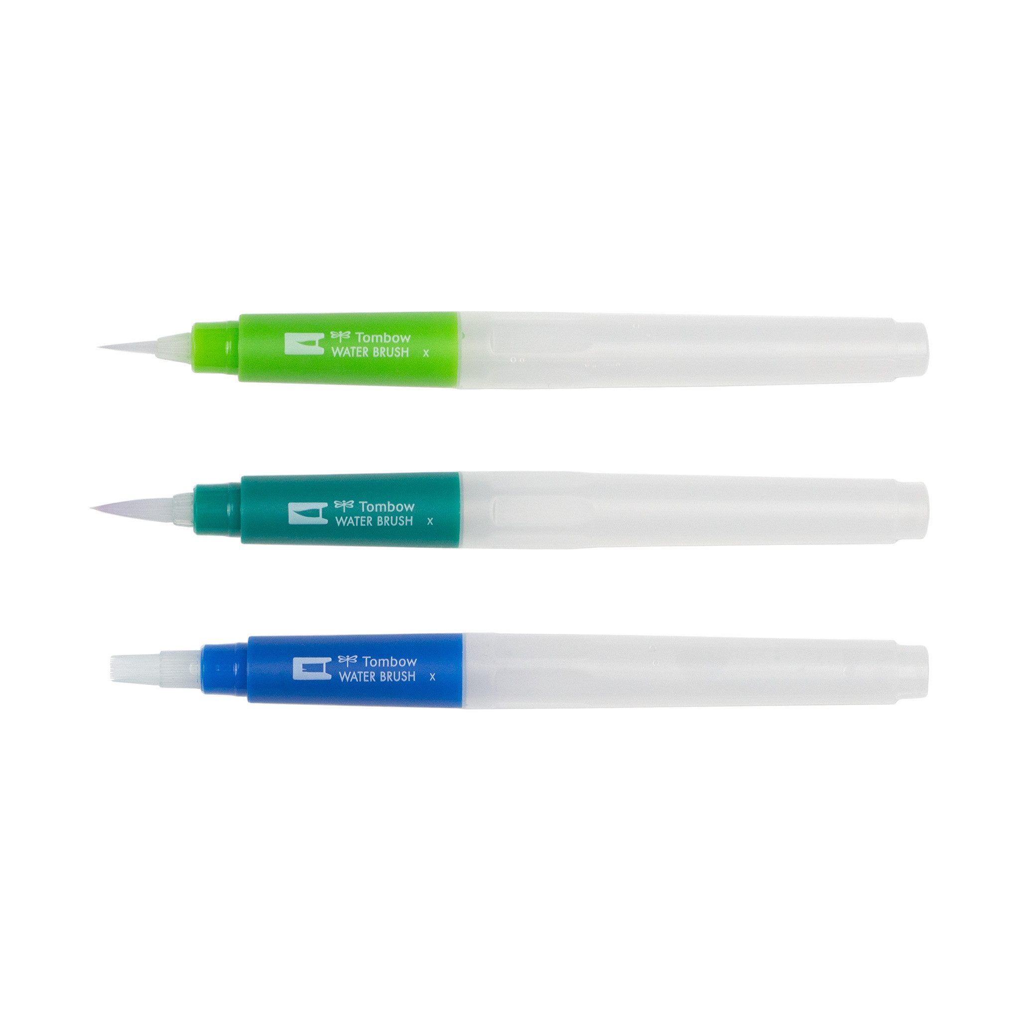 TOMBOW Malpinsel Water Brush, (3er Set - fein, mittel, flach), nachfüllbare Pinsel für Aquarelltechniken, ideal für unterwegs