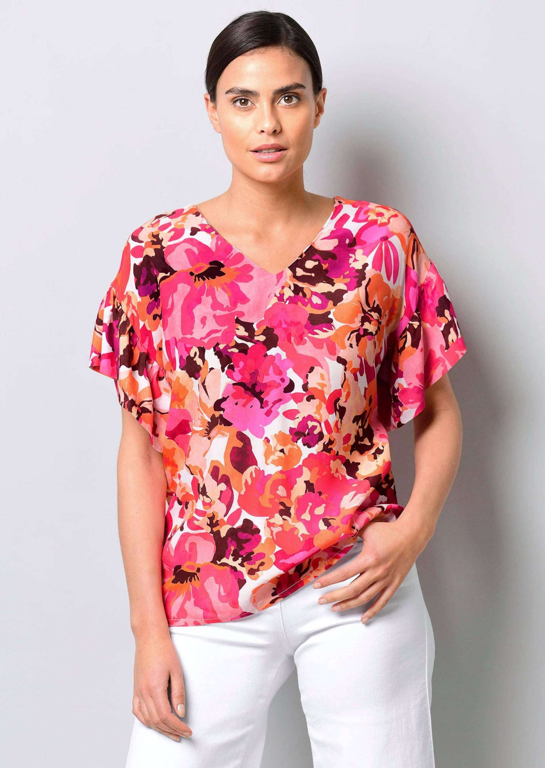 Shirtbluse Bluse mit Volant am Ärmel
