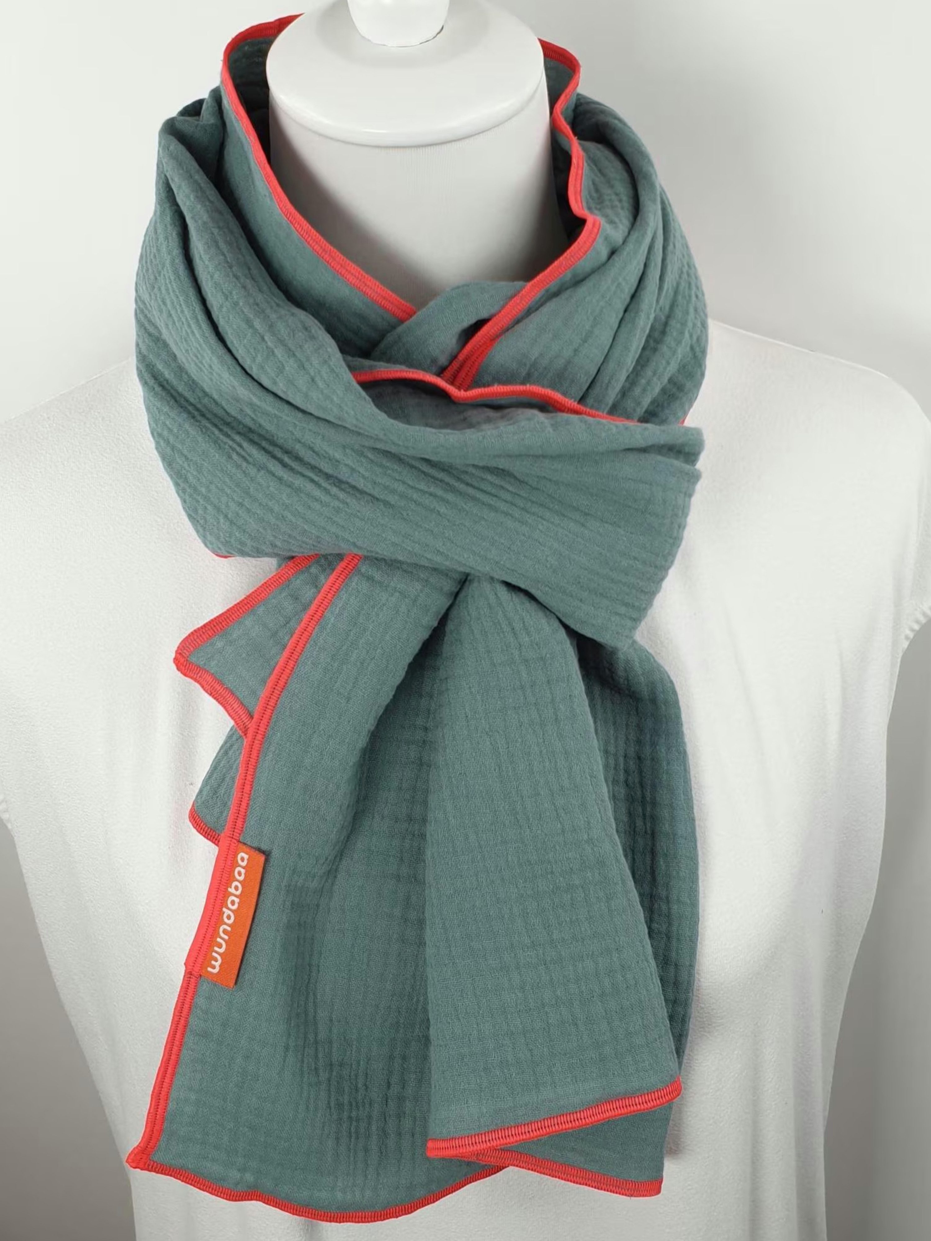 wundabaa Modeschal Leichter Musselinschal 170 x 44 mit Rand in Neonfarben