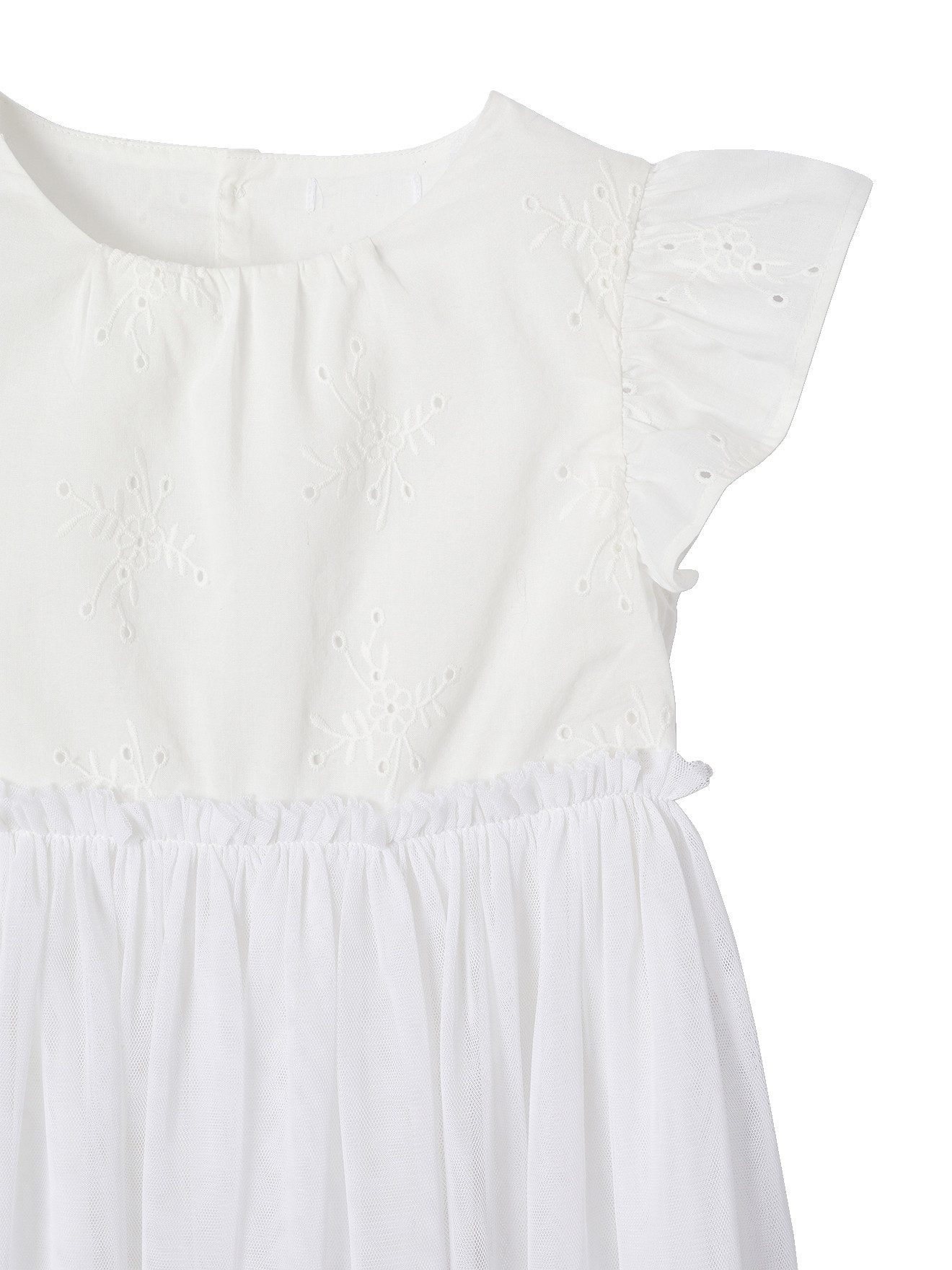 vertbaudet Minikleid Mädchen Festkleid mit Lochstickereien und Tüllrock Lochstickerei