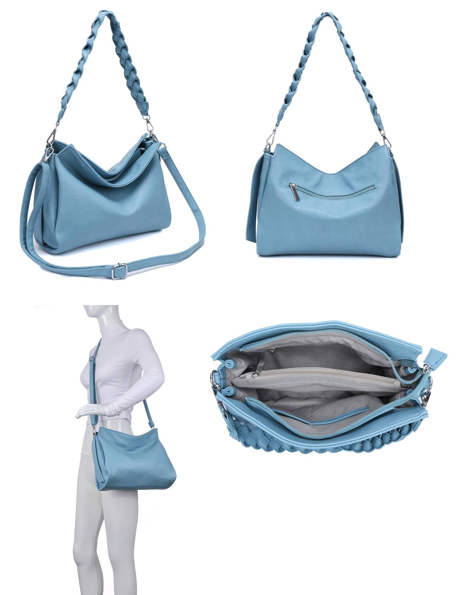 ITALYSHOP24 Schultertasche Damen Tasche Shopper FLECHTOPTIK günstig online kaufen