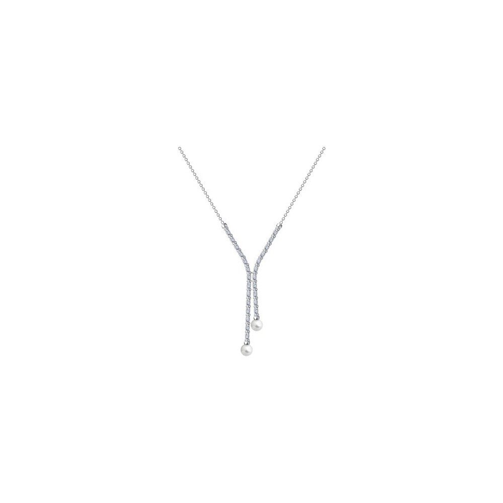 SOKOLOV Jewelry Collier aus 925 Silber mit Perlen und Zirkonia (1-tlg), Sterlingsilber Schmuck für Damen