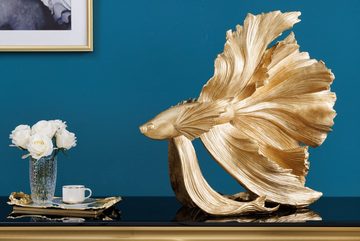 riess-ambiente Tierfigur CROWNTAIL 60cm gold (Einzelartikel, 1 St), Wohnzimmer · Kunststein · Kampffisch · Betta Skulptur · Urban Jungle