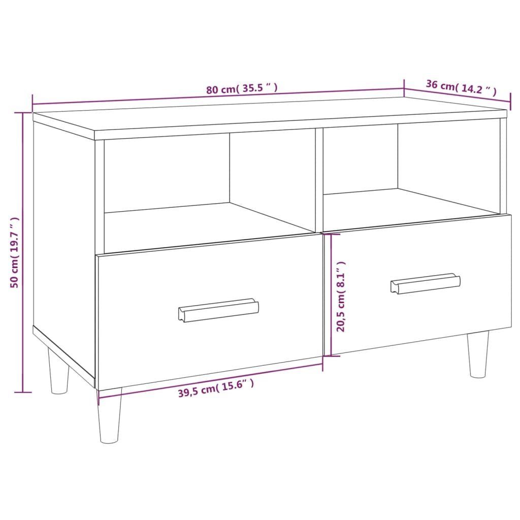 80x36x50 Schwarz furnicato Holzwerkstoff TV-Schrank cm