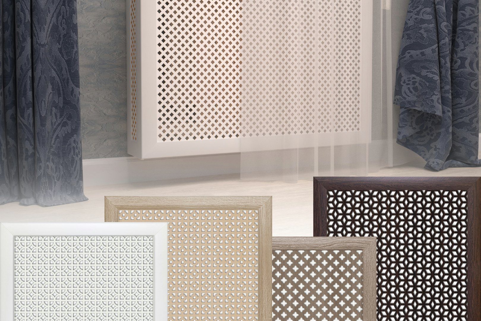 Hexim Heizungsverkleidung, Zubehör für Abdeckung aus MDF & HDF - Dekorative Heizkörperverkleidungen in unterschiedlichen Größen & Muster - Heizungsabdeckung Lüftungsgitter (Halterung der Verkleidung)