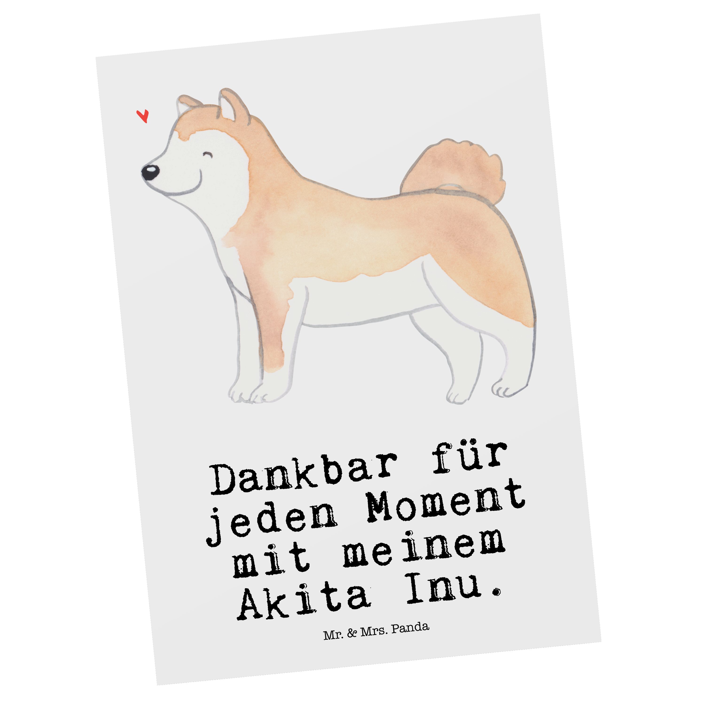 Mr. & Mrs. Panda Postkarte Akita Inu Moment - Weiß - Geschenk, Dankeskarte, Tierfreund, Hundebes