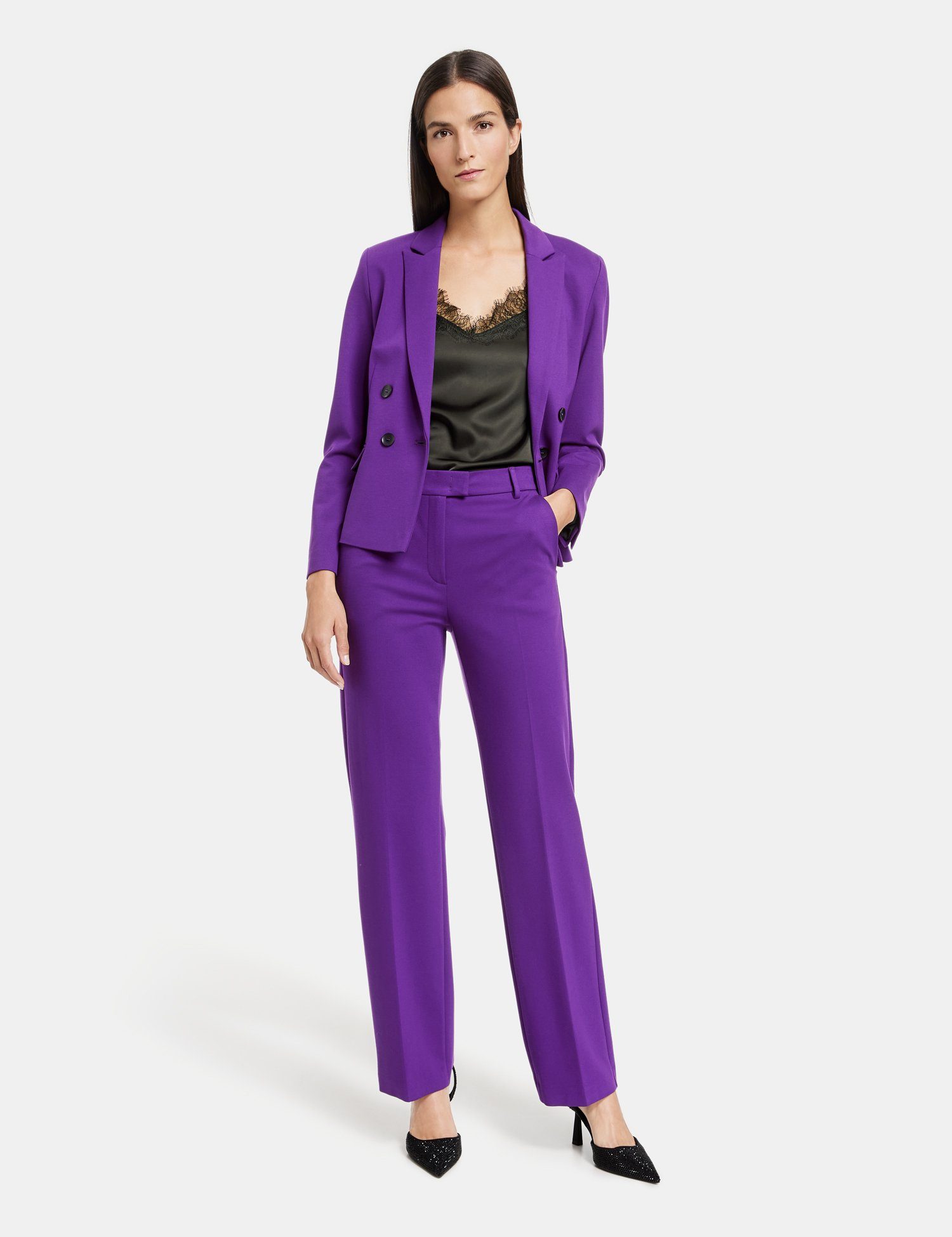 GERRY WEBER Stoffhose Elegante Hose Bügelfalte mit Dark Violet