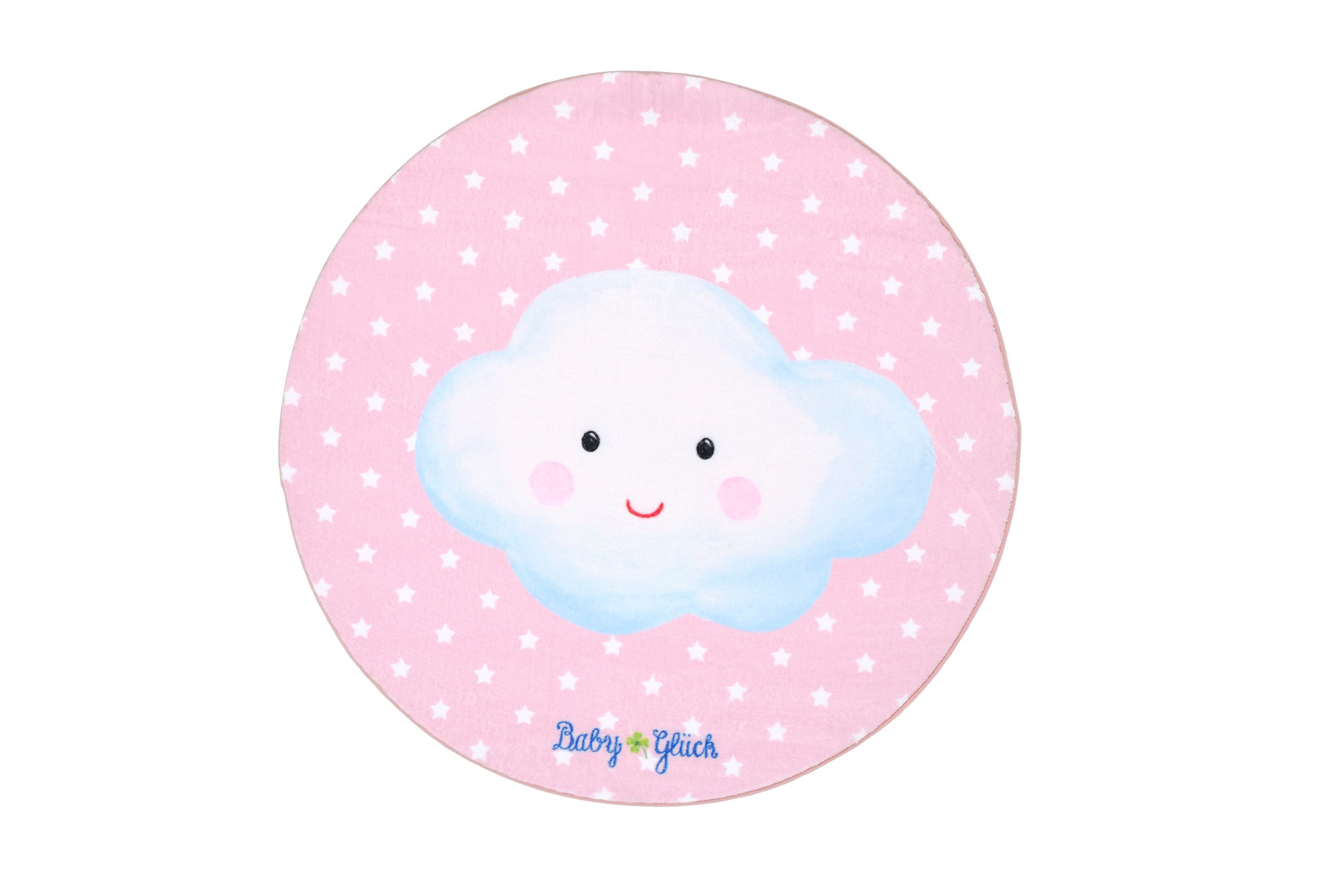 Babyglück Kinderteppich Baby Glück Wolke rosa 100cm rund, rund