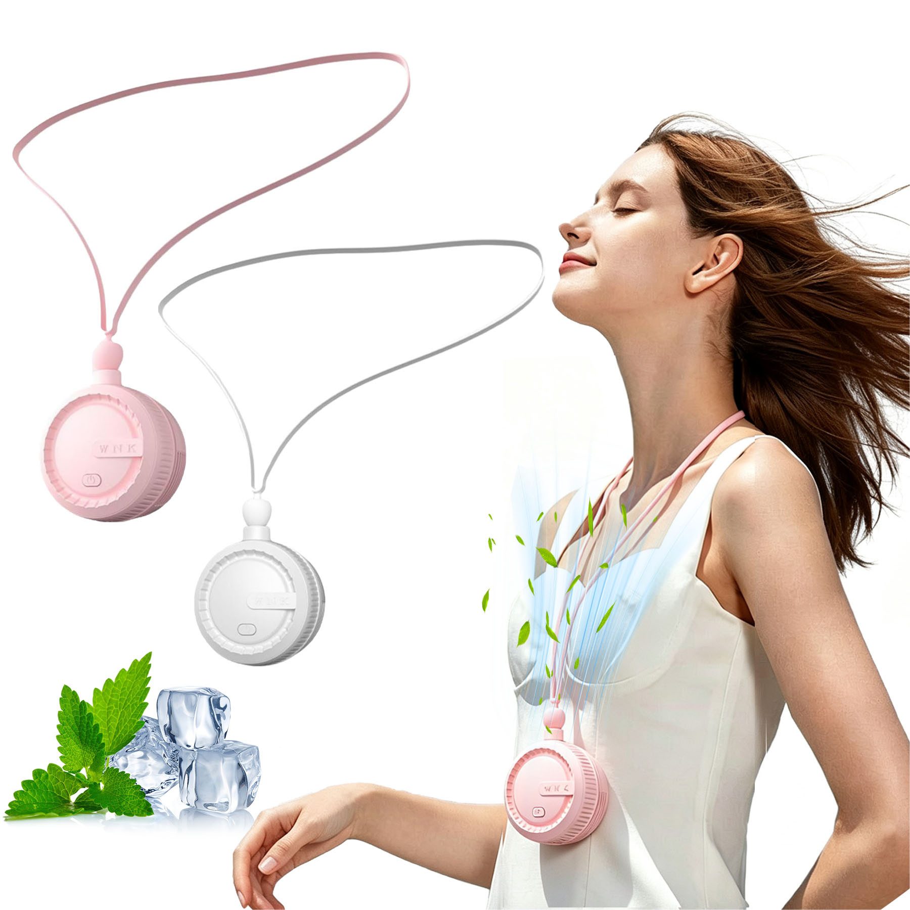 Senmudi Mini USB-Ventilator ( 2er-Pack ) Handventilator mit 3 Geschwindigkeitsstufen,3-in-1-Design, Tragbarer,Wiederaufladbar,Mit Silikon-Trageband und USB-Ladekabel