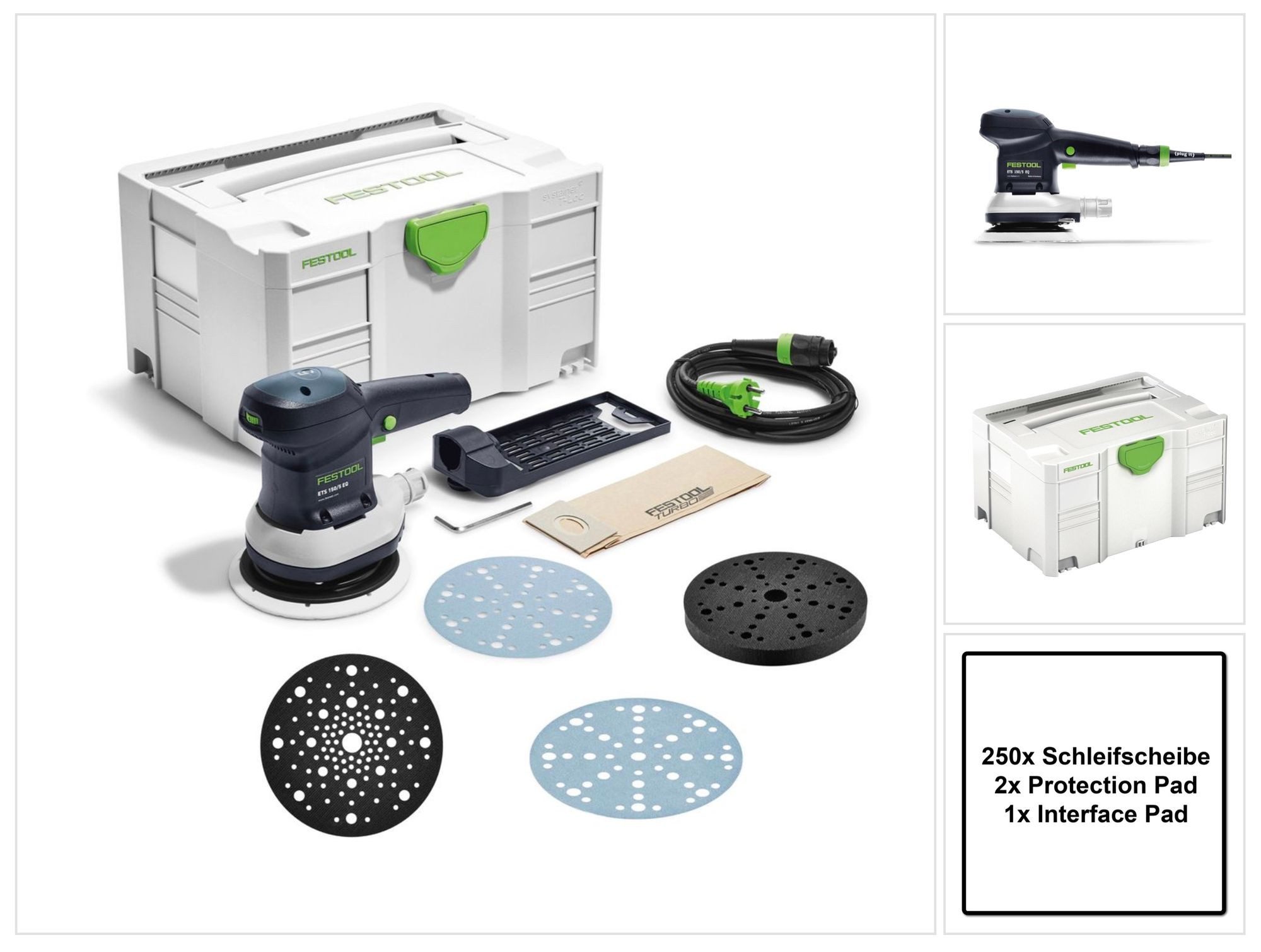 FESTOOL Exzenterschleifer ETS 150/5 EQ-Plus Exzenterschleifer 310 W 150 mm + 250x