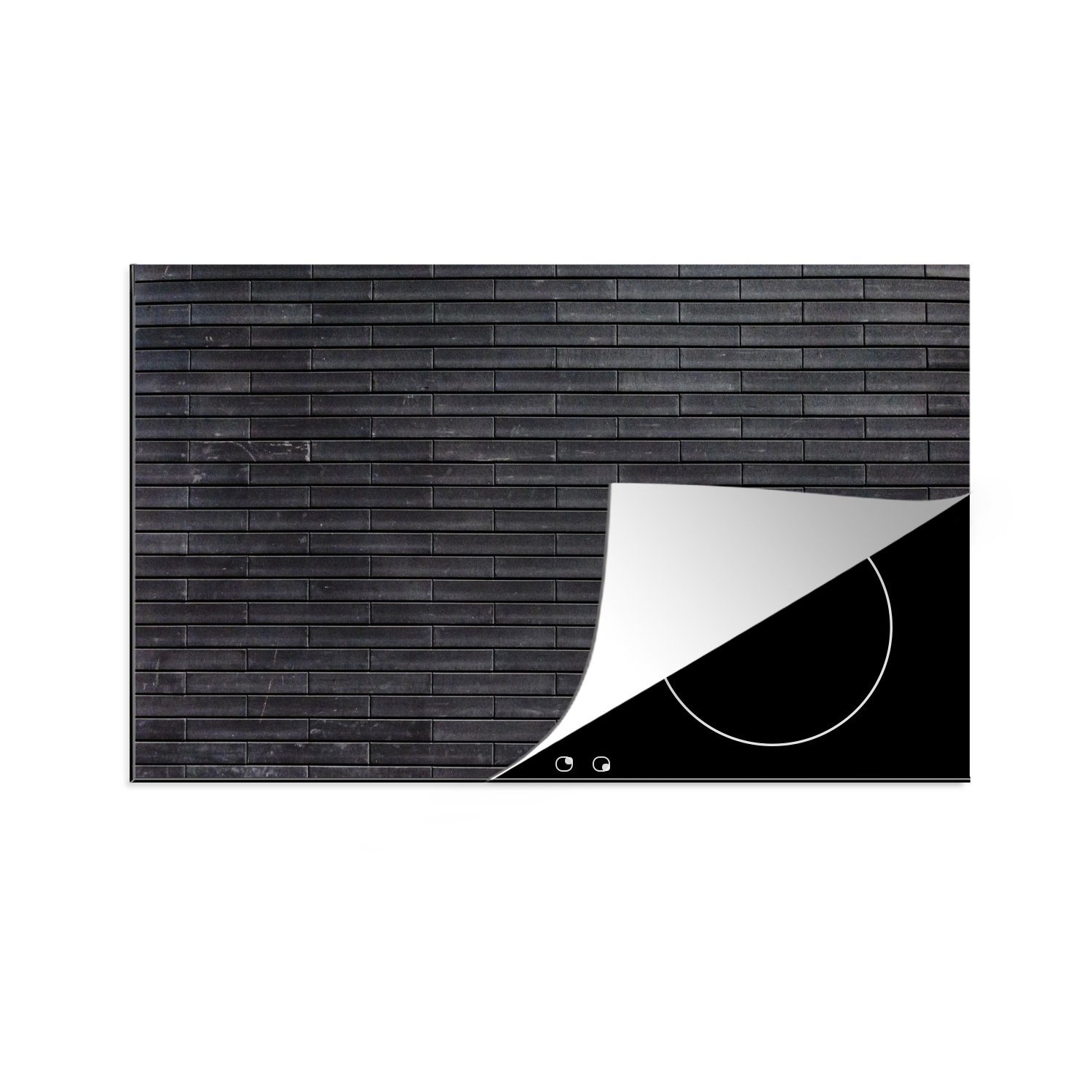 MuchoWow - Vinyl, Backstein - Schwarz Herdblende-/Abdeckplatte Arbeitsplatte Ceranfeldabdeckung, 83x51 Wand, tlg), für cm, küche (1