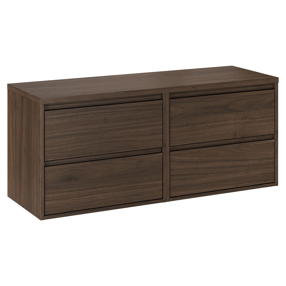Lomadox Waschbeckenschrank VERZUOLO-56-WALNUT 120 cm breit in Walnuss, wandhängend, grifflos