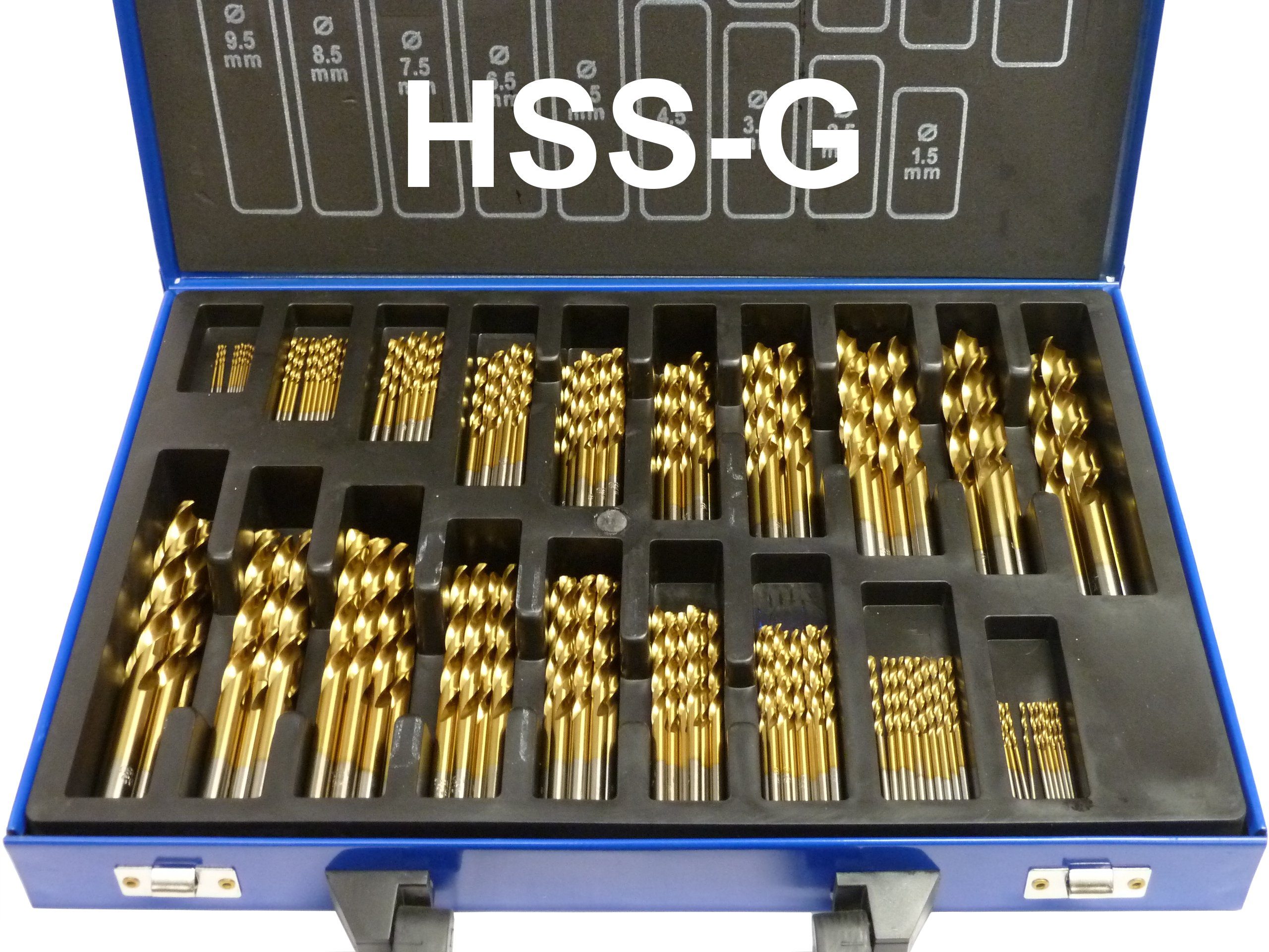 PeTools Metallbohrer 170 tlg. HSS-G Spiral-Bohrer 1-10mm TITAN +500% präzisionsgeschliffen, (170-tlg), HSS-G Qualität, titannitridbeschichtet (TiN), Kreuzanschliff DIN1412C