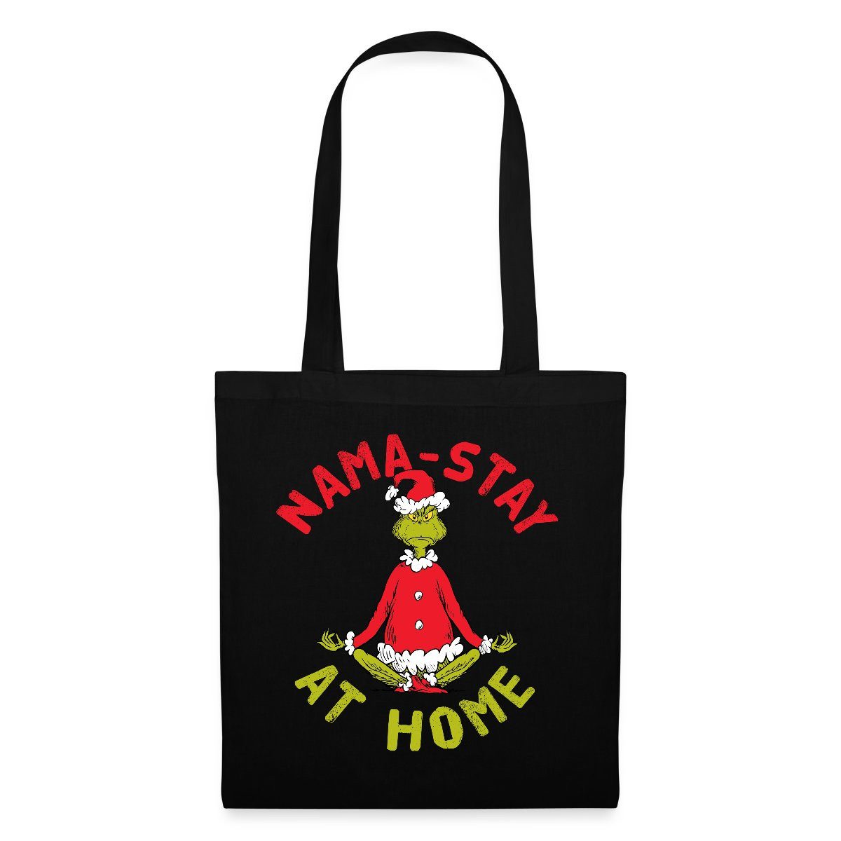 Spreadshirt Henkeltasche Der Grinch Meditation Nama-Stay At Home Stoffbeutel (1-tlg)