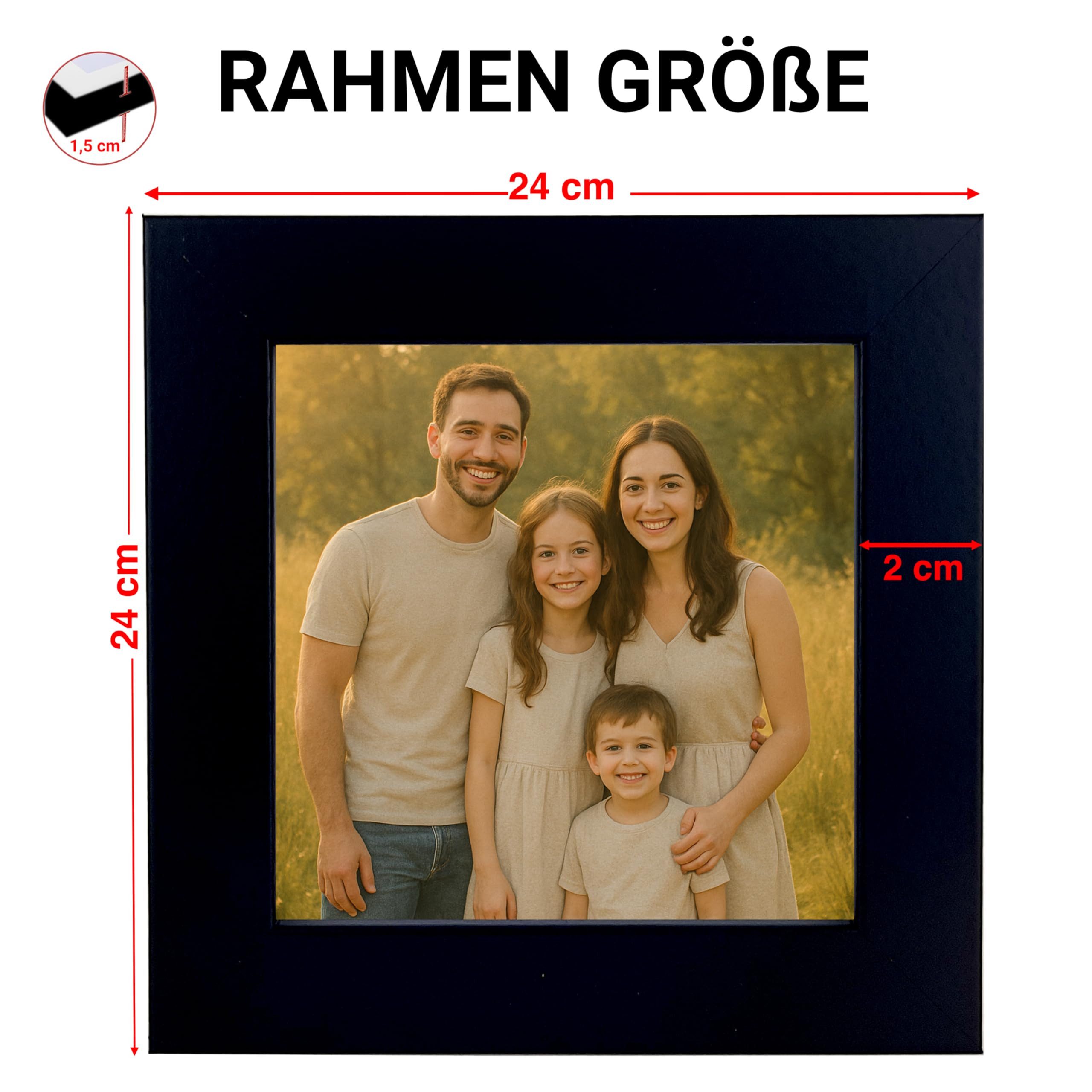 CABBEL Bilderrahmen MDF Holzrahmen Fotorahmen modern Collagen Foto Poster Galerie Wanddeko, für 3 Bilder (3 St), 10x10 cm Schwarz Wohnzimmer elegant Schmal Foto – Bild 3 von 5