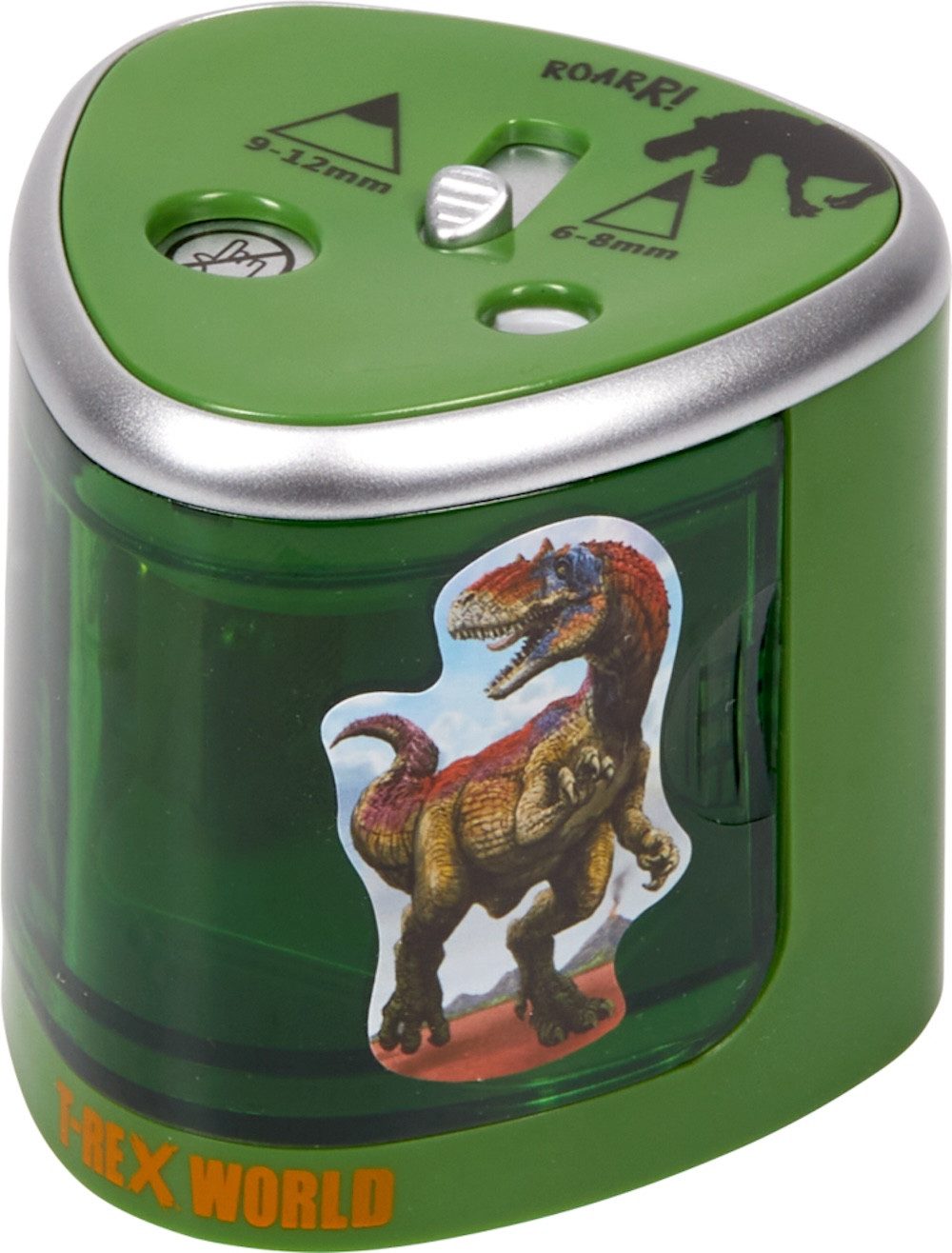Coppenrath Anspitzer Elektrischer Anspitzer T-Rex World Dinosaurier, mit Auto-Stoppfunktion