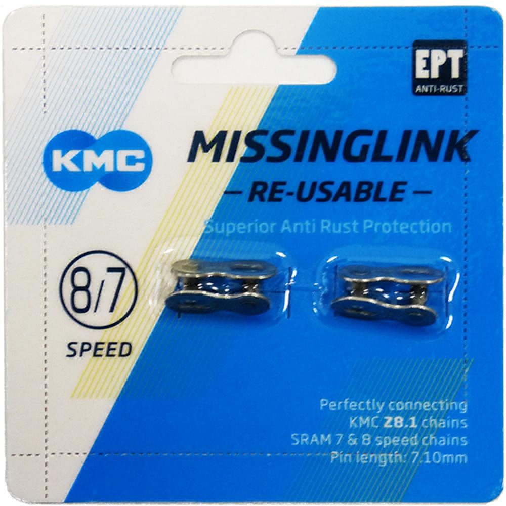 Fahrradkette KMC Missinglink 7/8R EPT Kettenschloss 2 Stück für Ketten 7,1mm silber