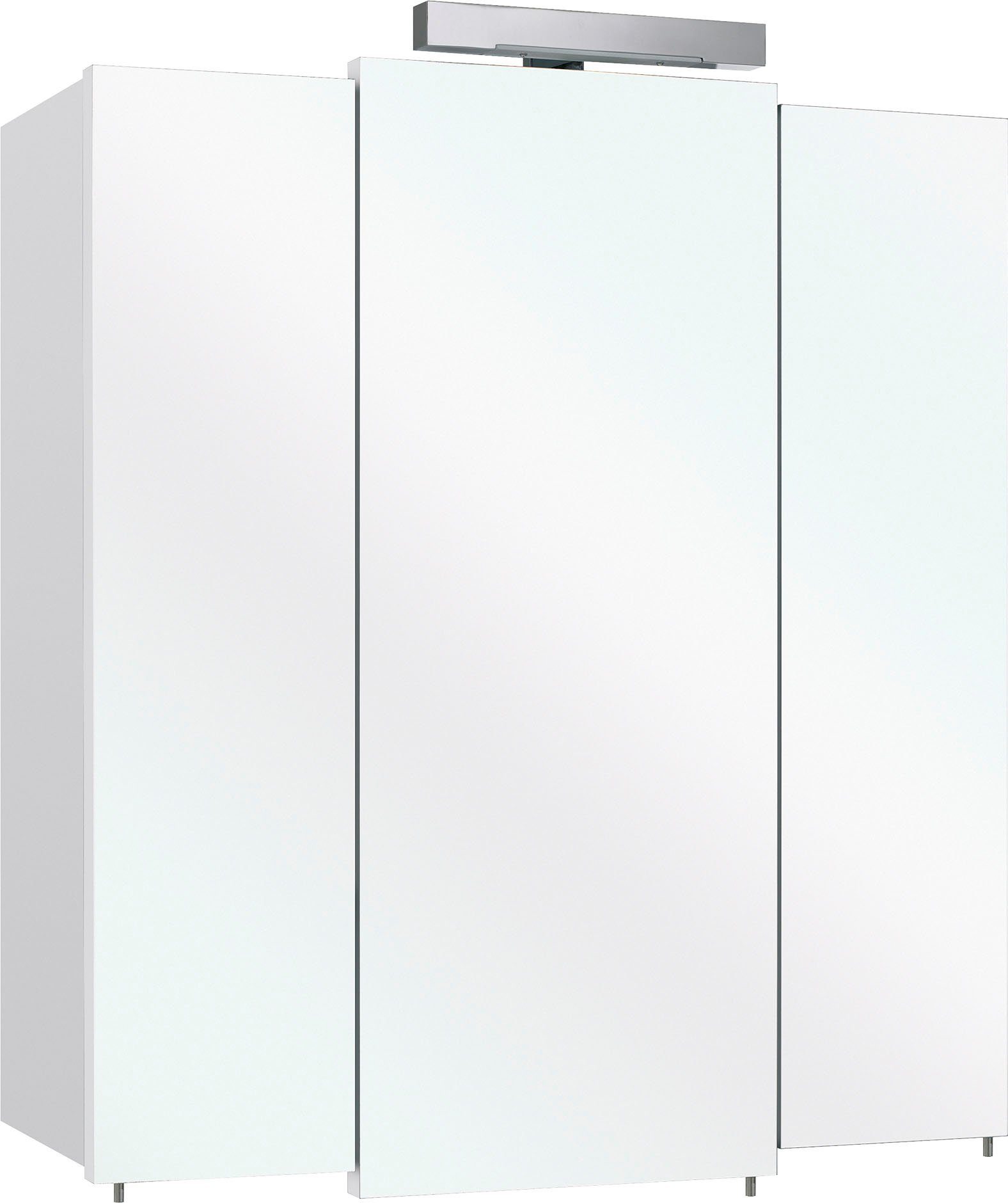 Saphir Spiegelschrank Quickset 311 Badschrank, 3 Spiegeltüren, 6 Einlegeböden, 68 cm breit inkl. LED-Beleuchtung, Schalter-/Steckdosenkombination