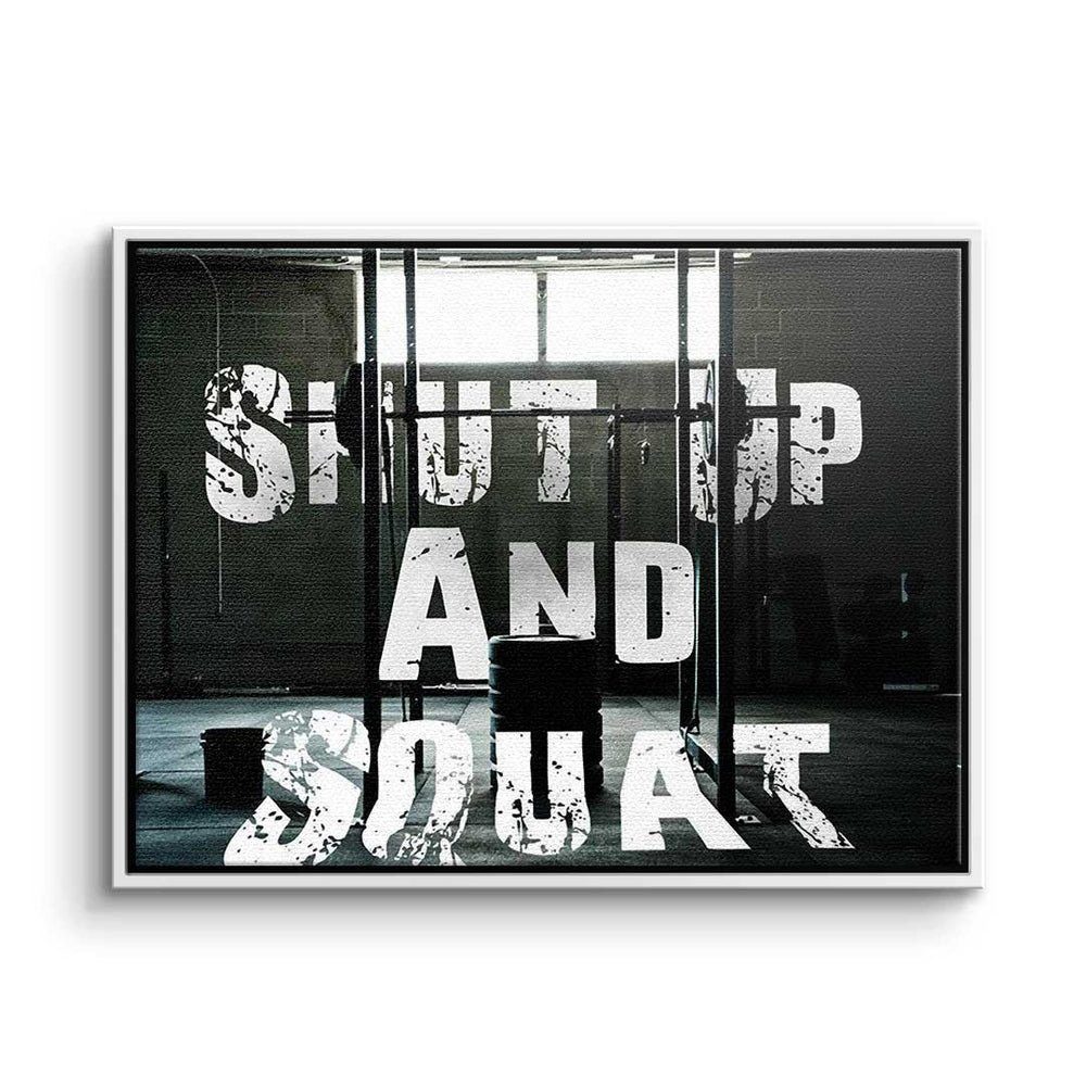 Leinwandbild, Leinwandbild Up - - silberner DOTCOMCANVAS® Bo - Rahmen Premium Motivation Shut Squat - Training And