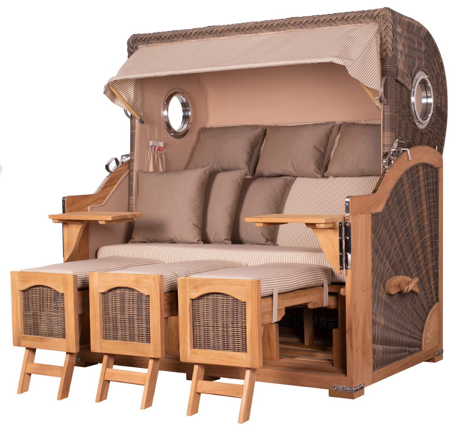 Strandkorb Ammersee Grande XXL Teak - PE grau - Modell 510
