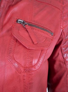 7eleven Lederjacke Ziza/L 7eleven - Damen Echtleder Lederjacke Bikerjacke Lammnappa rot