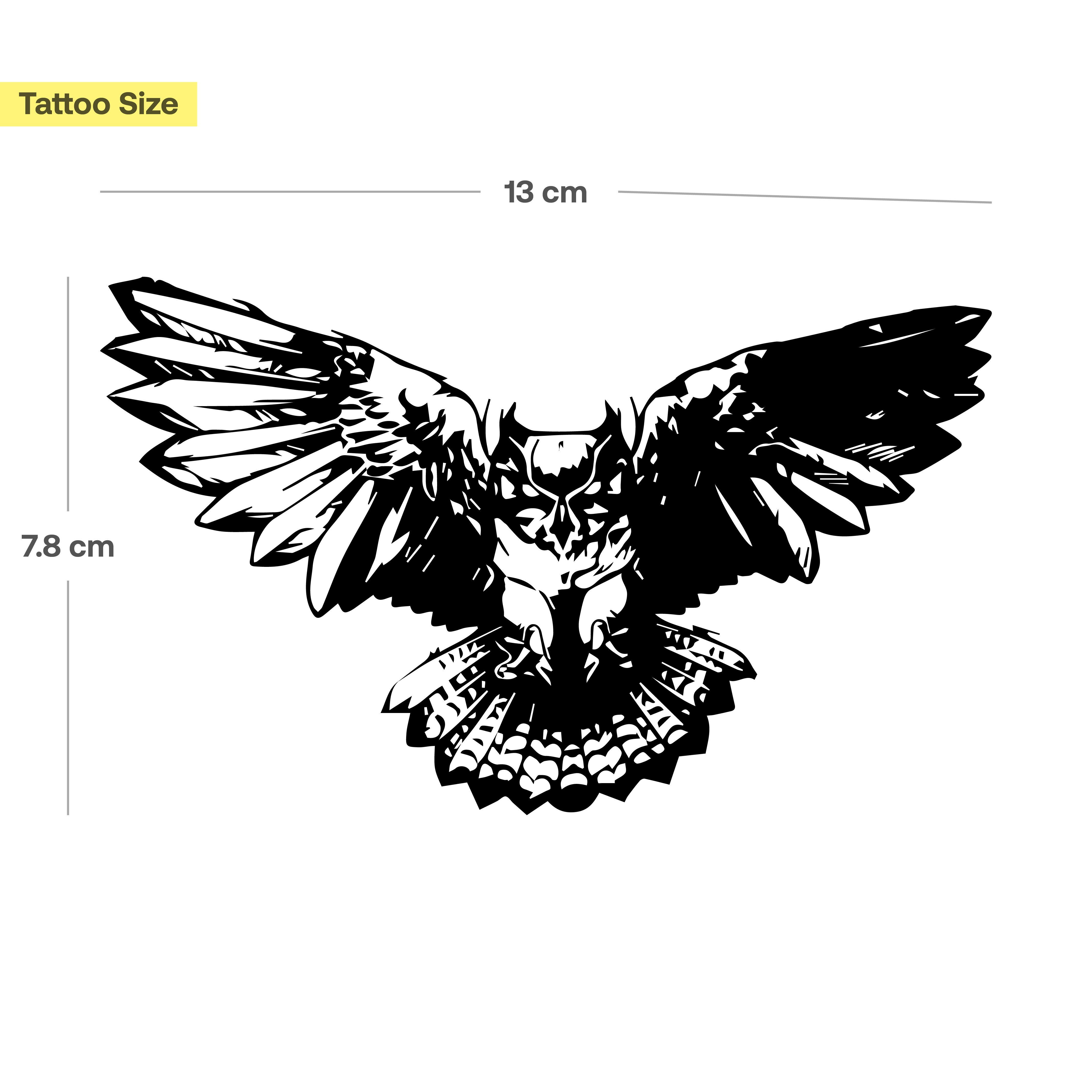Inkster Schmuck-Tattoo Dunkle Eule Tattoo, wasserfestes temporäres Tattoo, 2 Wochen Halt
