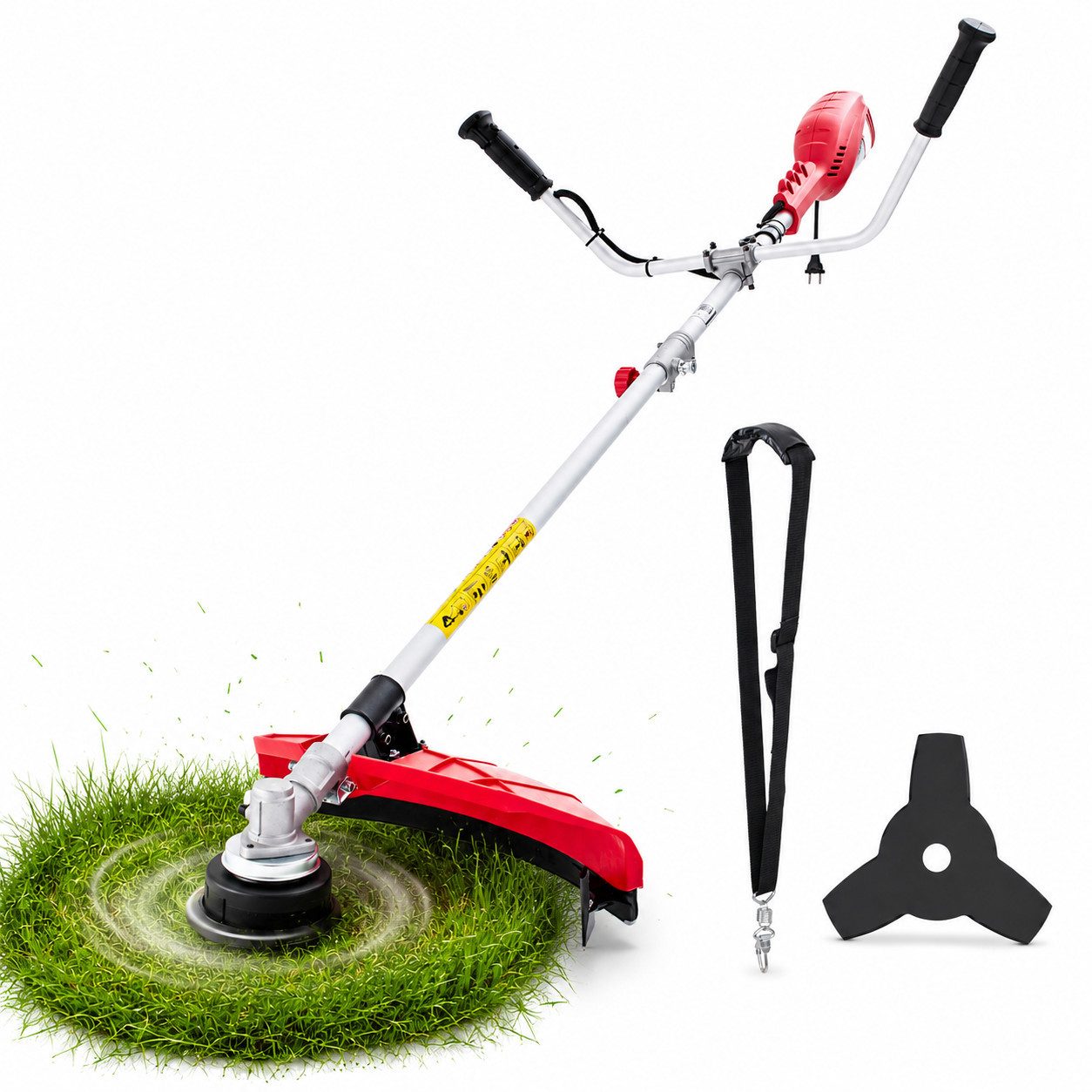 Hecht Elektro-Freischneider Motorsense 1445, 25,4 cm Arbeitsbreite Messer, 42 cm Arbeitsbreite Faden, 1400W, inklusive Tragegurt