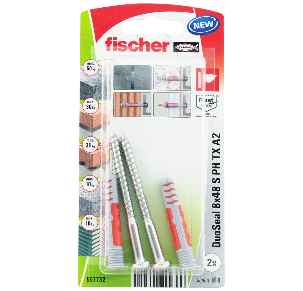 Thumbnail - Fischer Dübel-Set Fischer 557732 DuoSeal 8 x 48 S PH TX A2 K NV Dübel 48 mm 1 Set